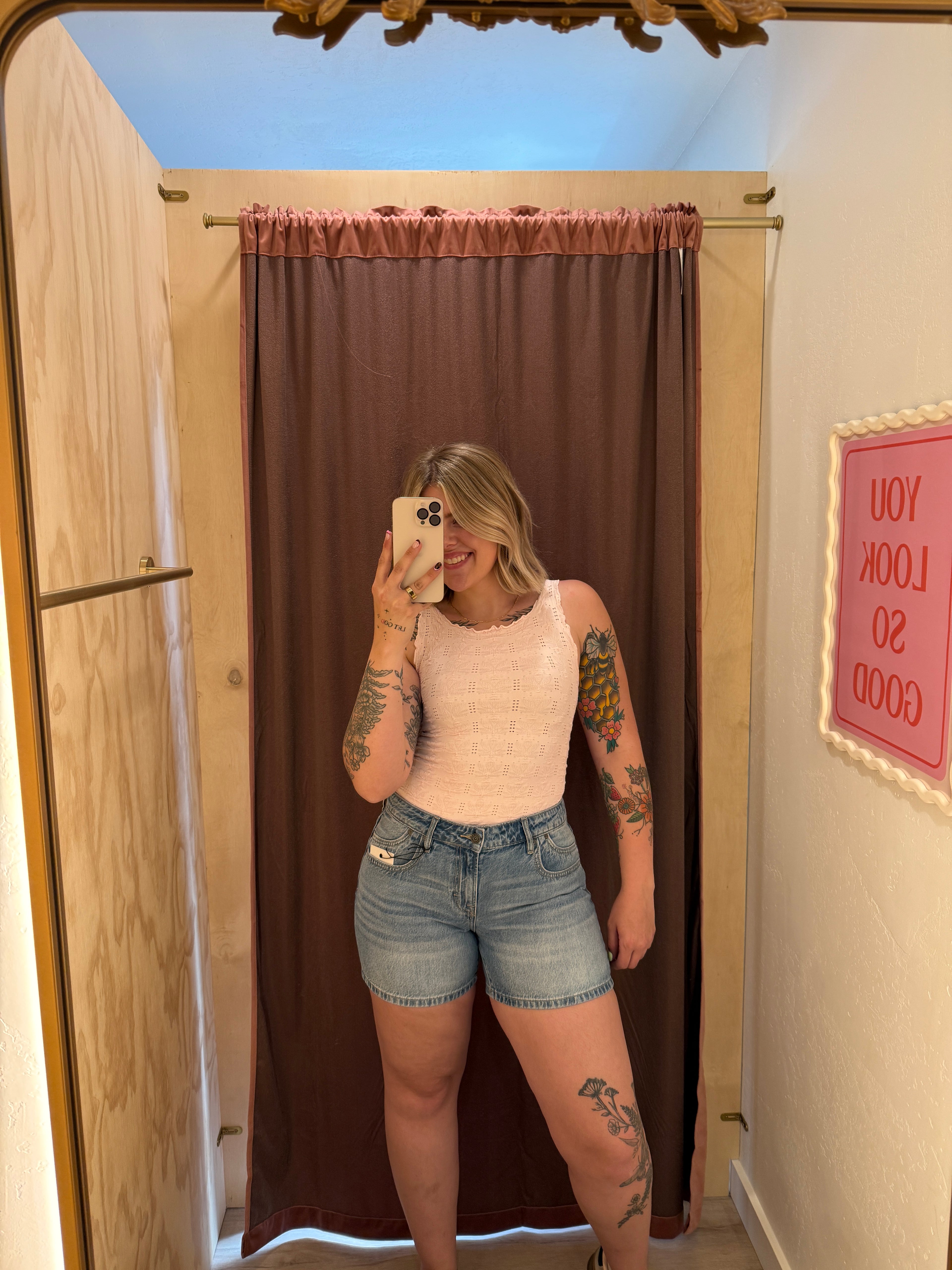 Sammie Mid Rise Barrel Denim Shorts