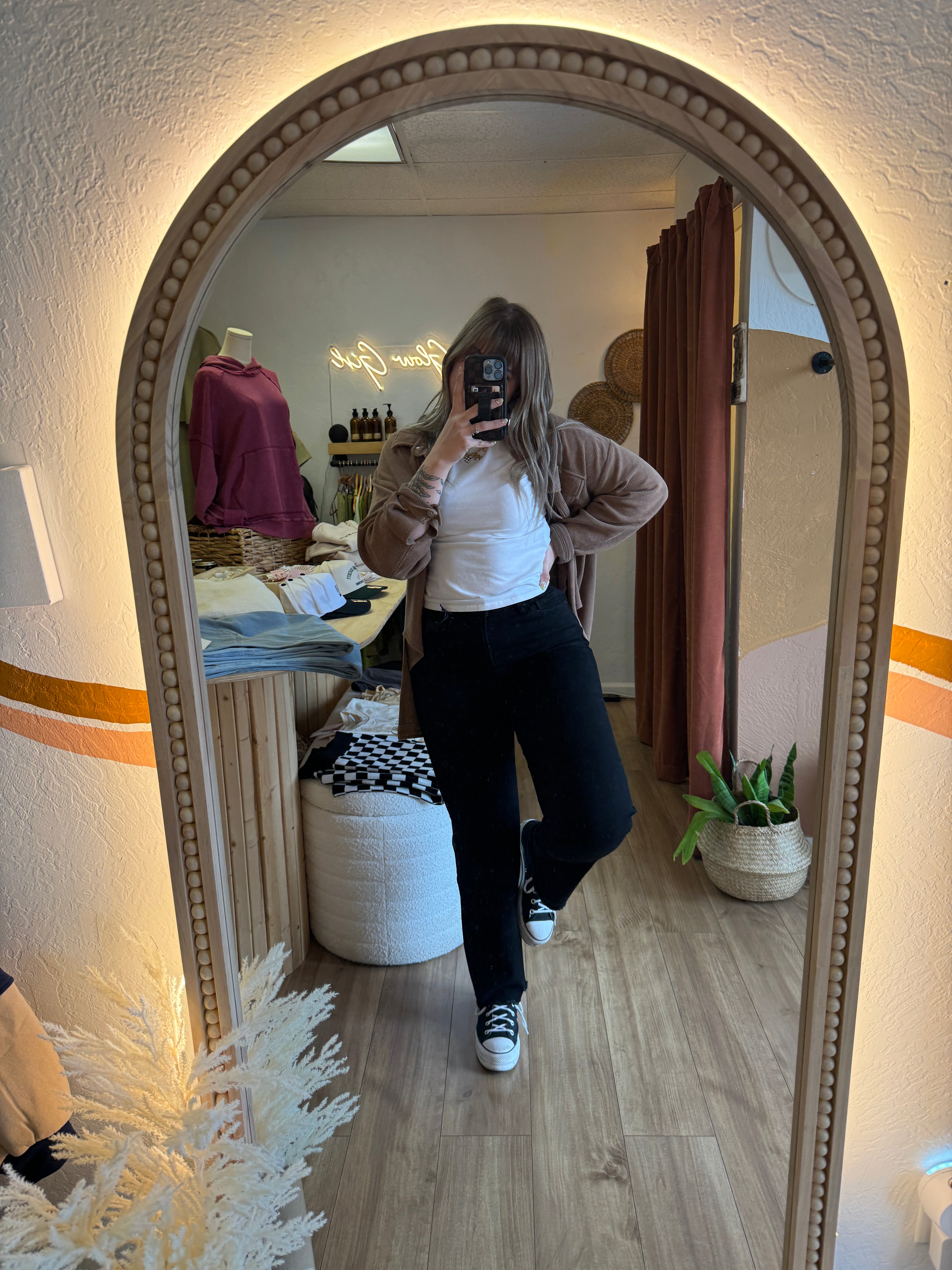 Black Cat High-Rise Wide Raw Hem Jeans