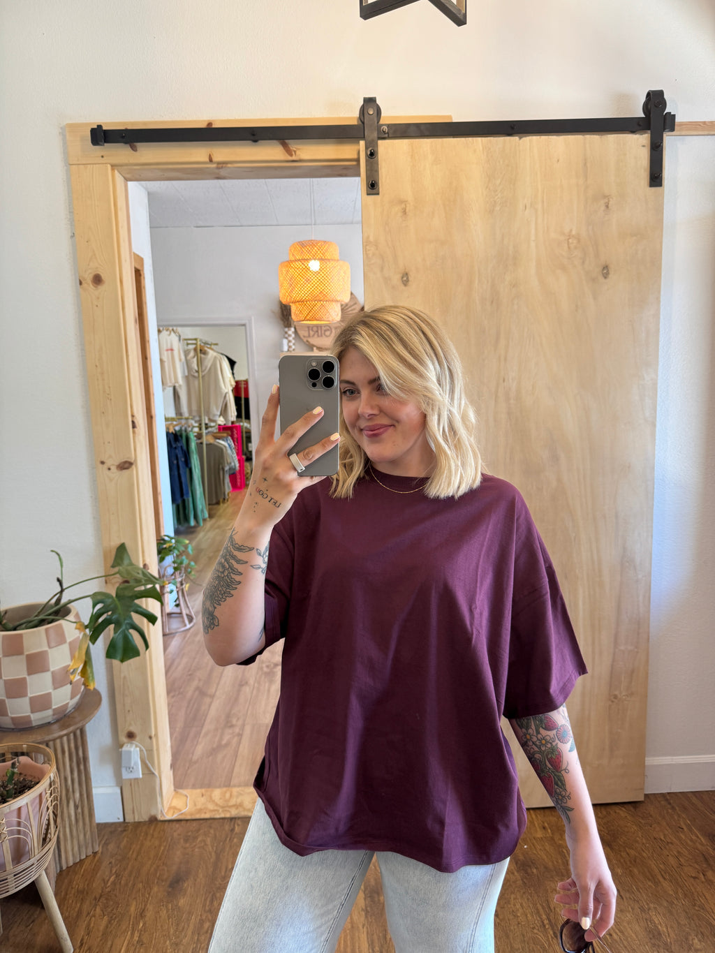 Dark Cherry Boxy Oversized Tee