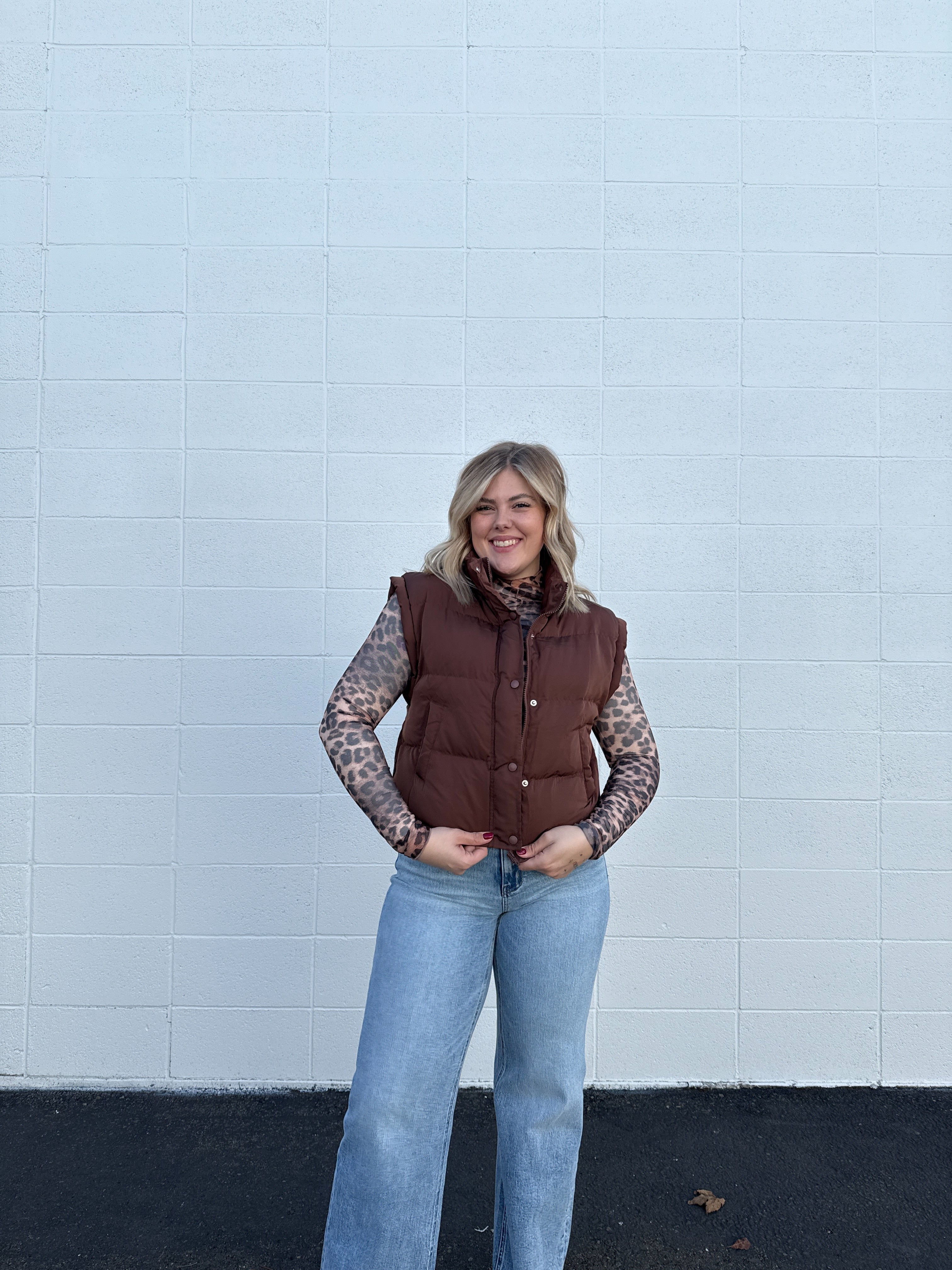 Mock Neck Casual Puffer Vest (multiple colors)