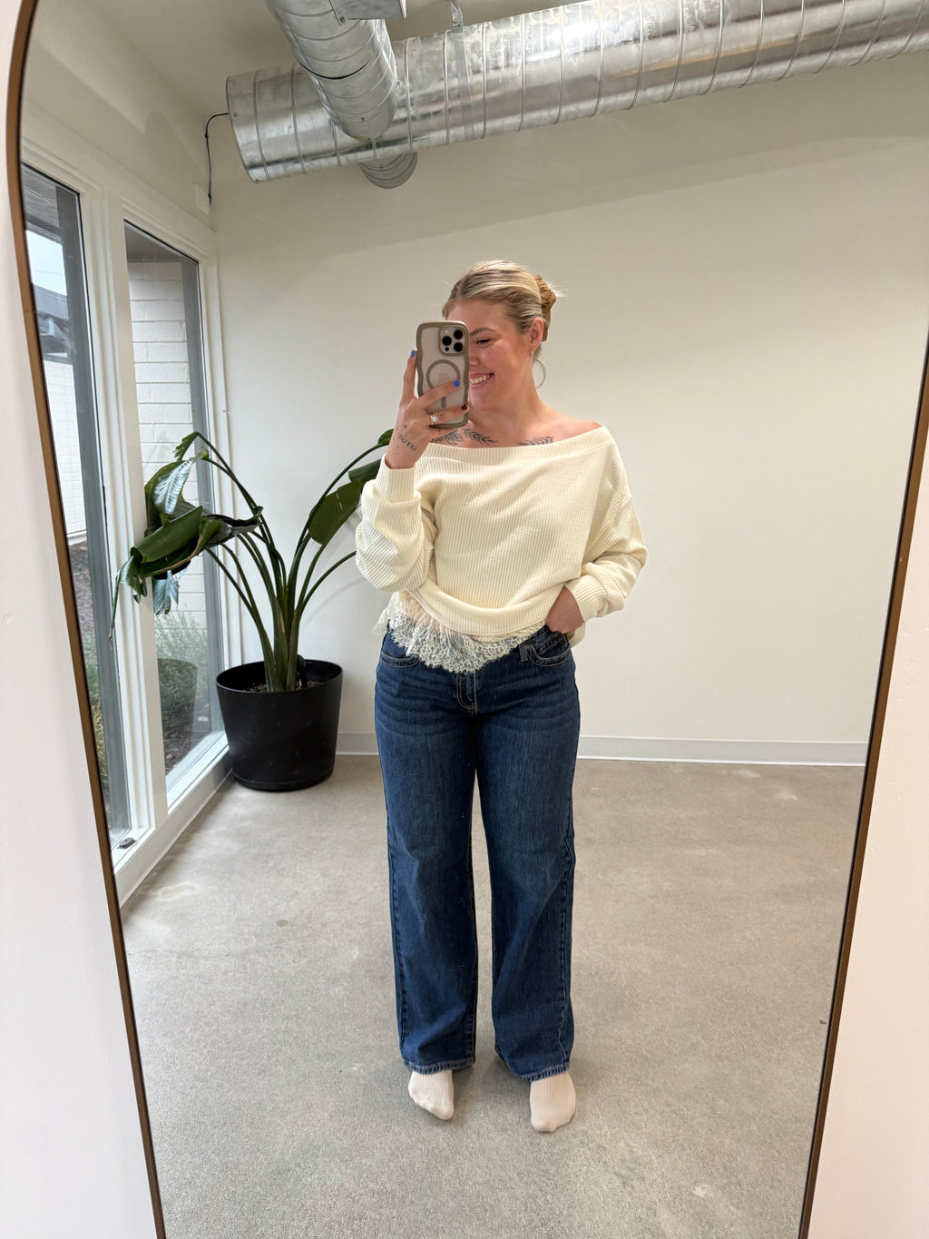 Low Rise Dark Wash Straight Leg