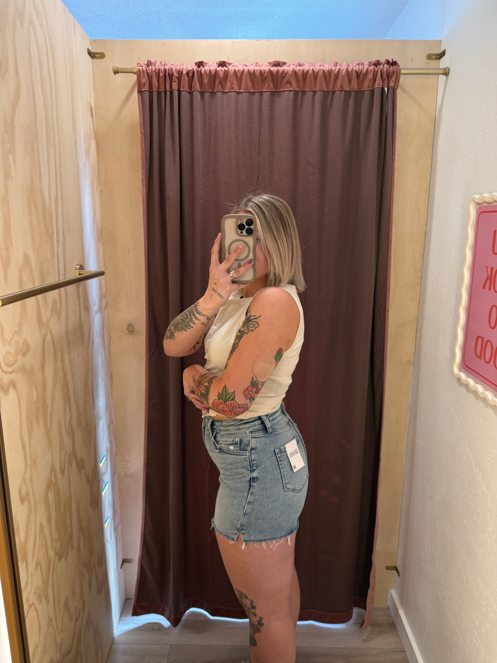 High Rise Light Wash Denim Shorts