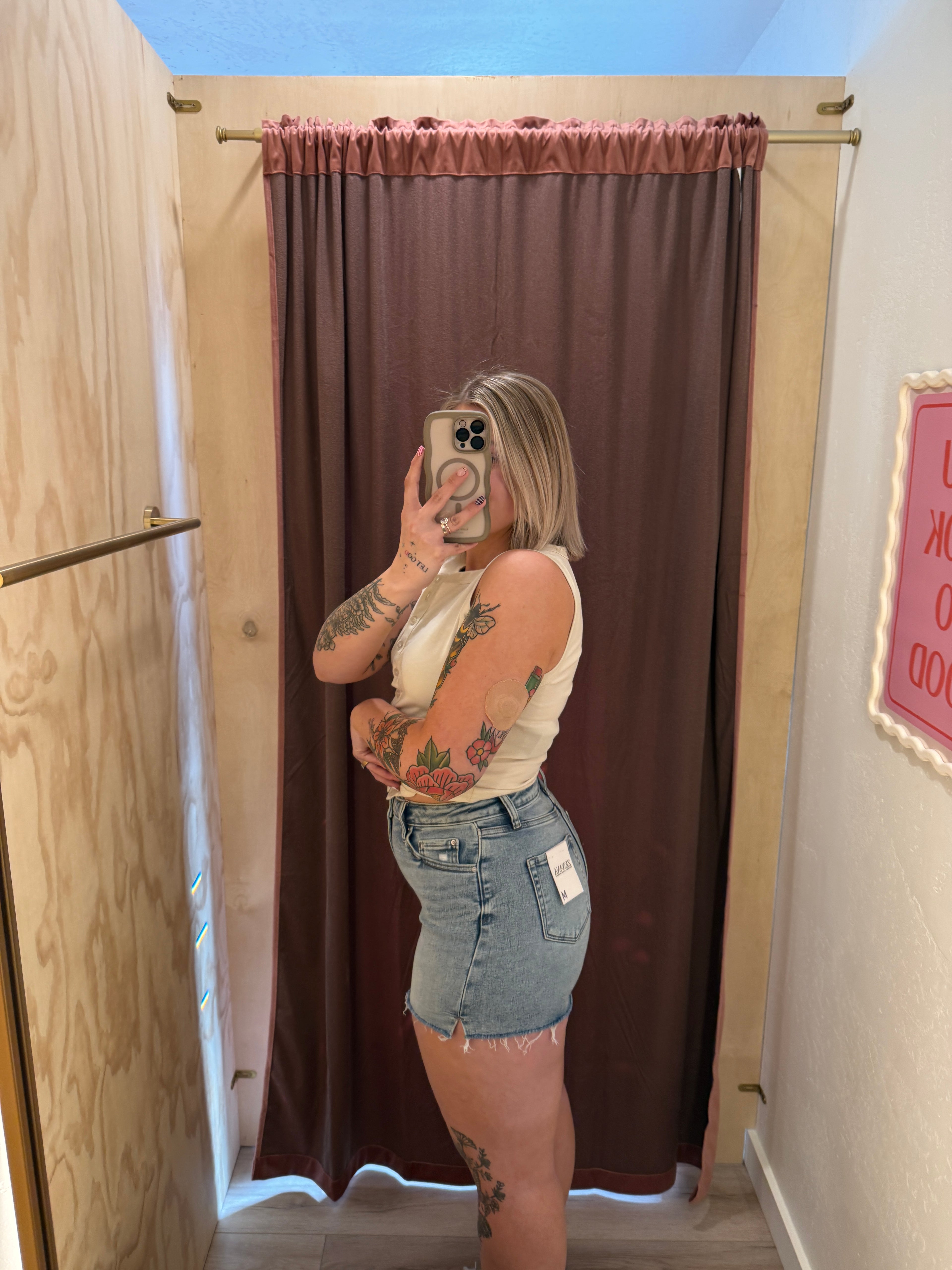 High Rise Light Wash Denim Shorts