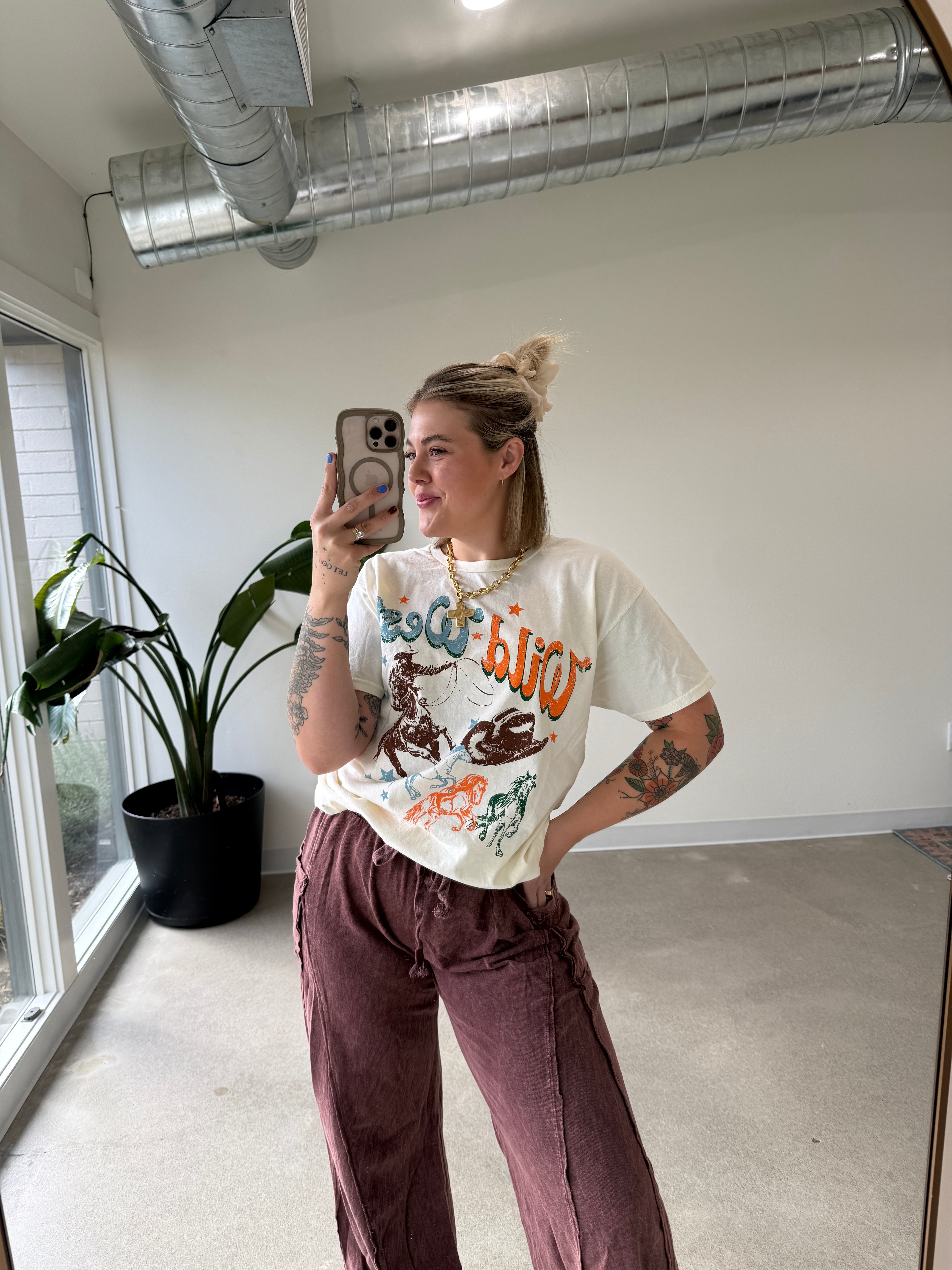 Mineral Washed Flare Terry Pants