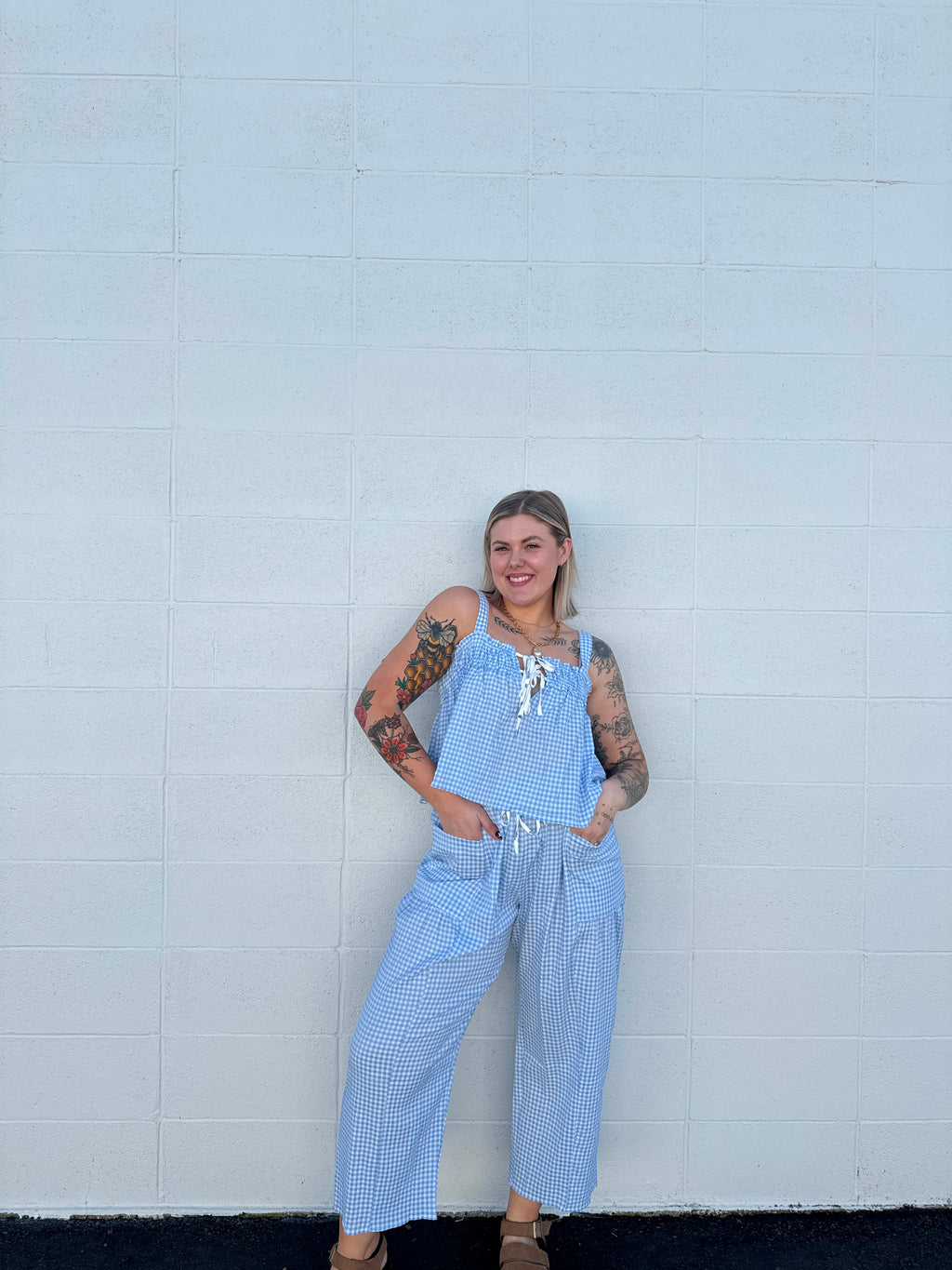Blue Skies Gingham Pants