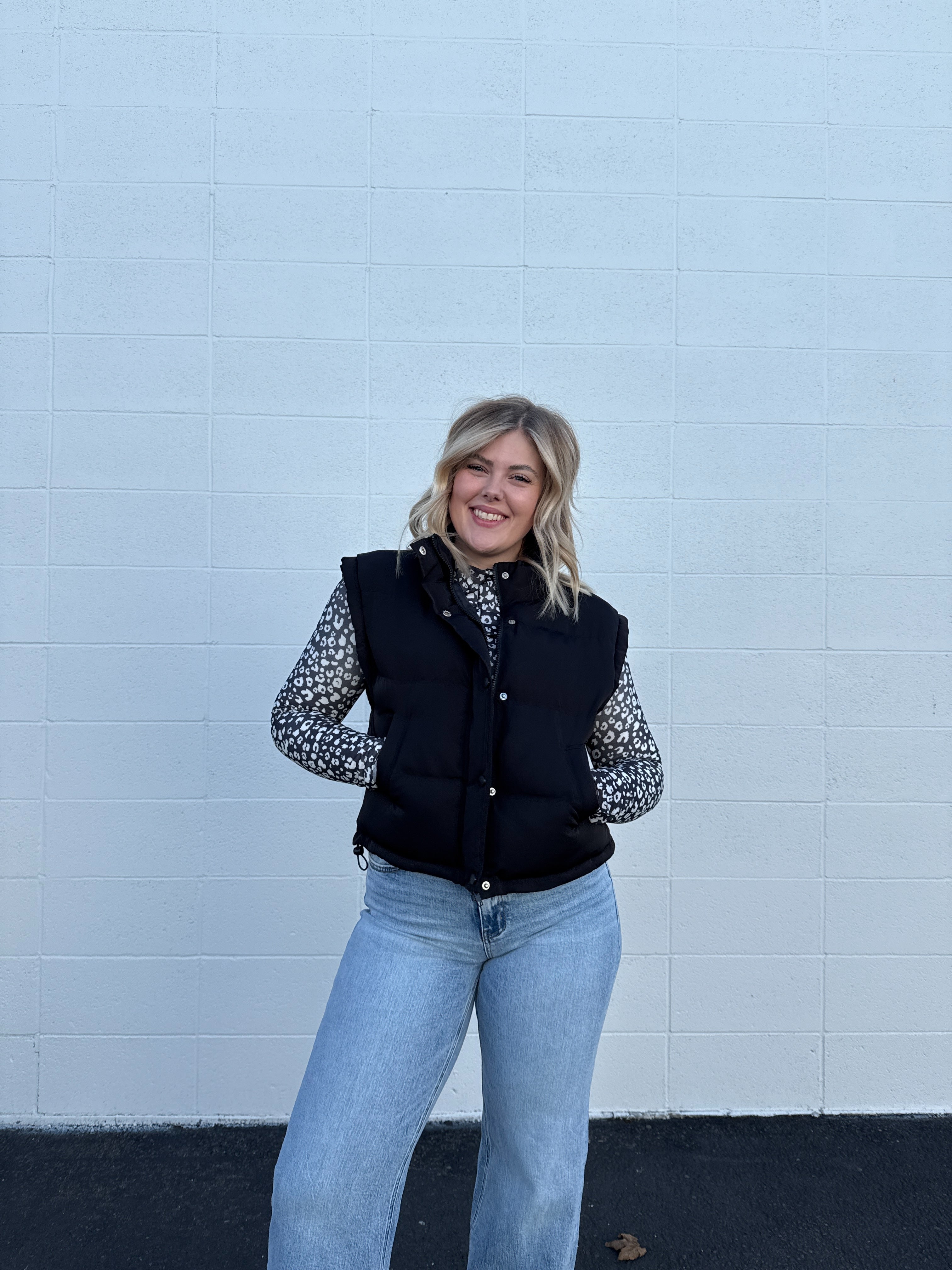 Mock Neck Casual Puffer Vest (multiple colors)