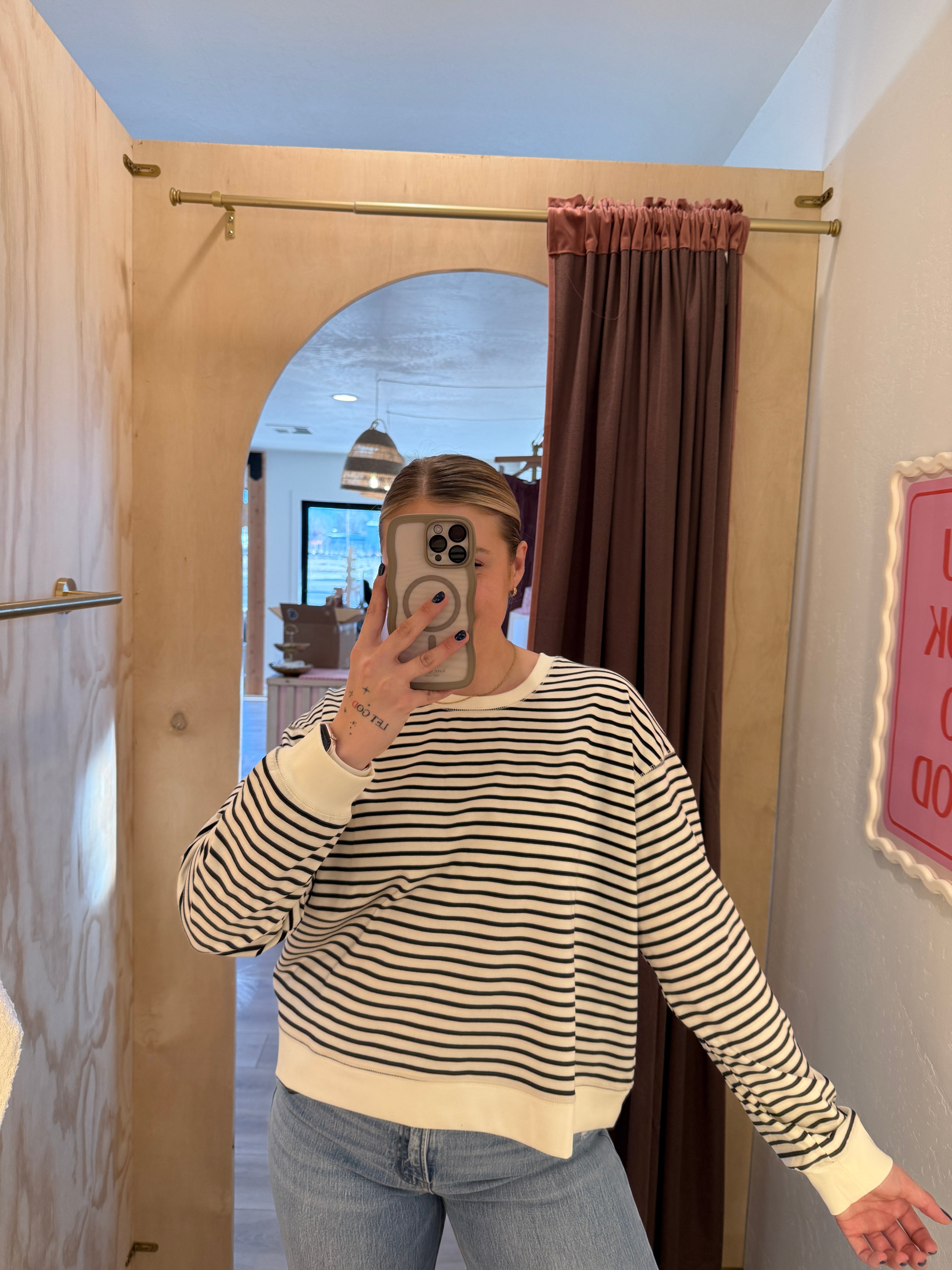 Striped Crewneck Long Sleeve Top
