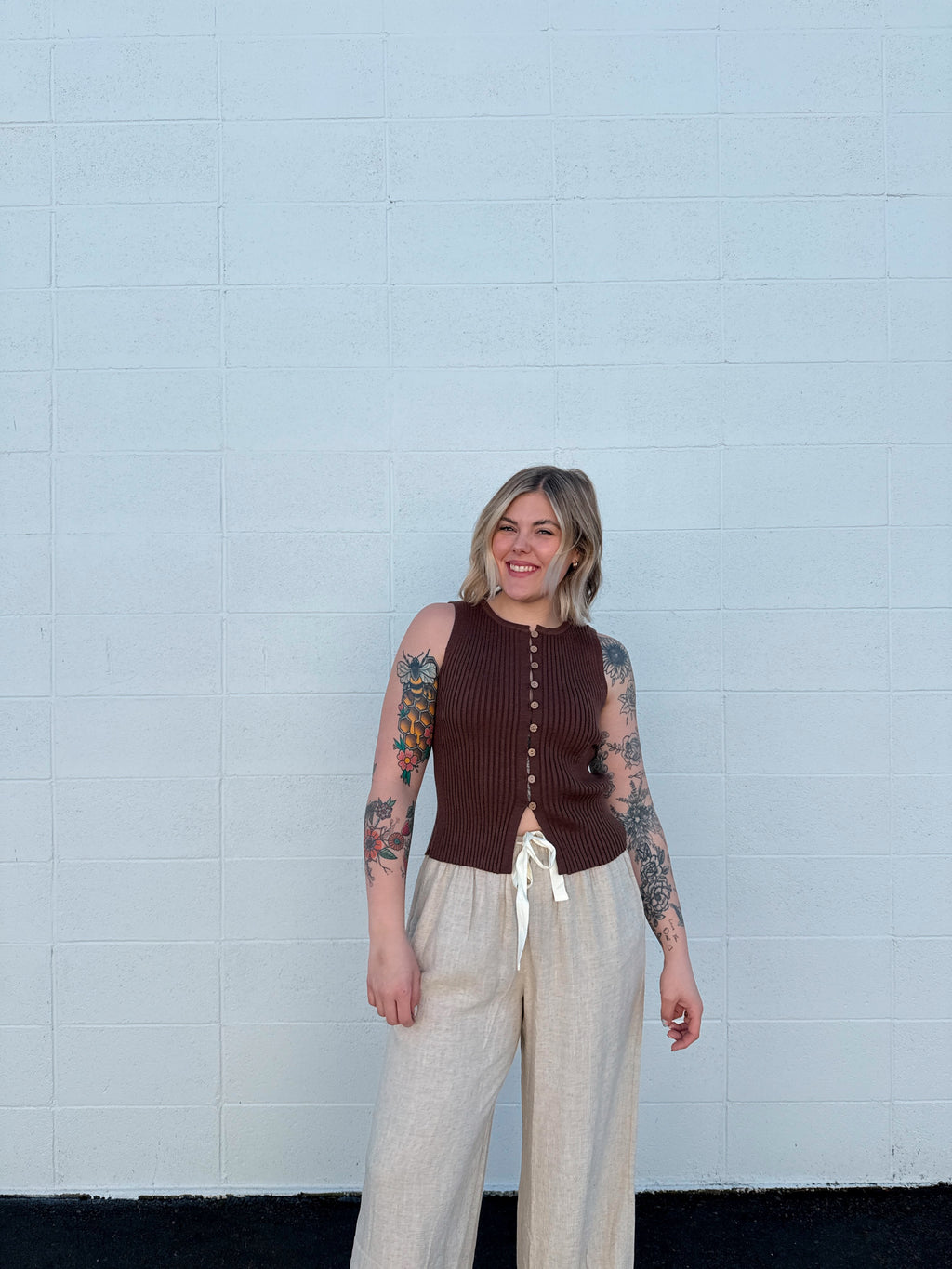 Rylee Ribbed Button Loop Knit Tank