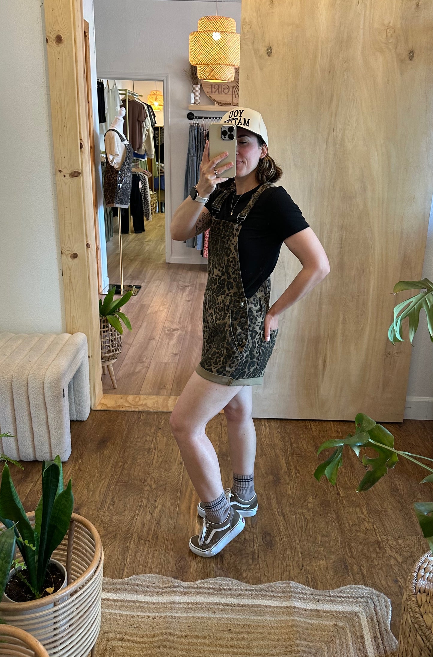 A Little Bit Leopard Overall Shorts