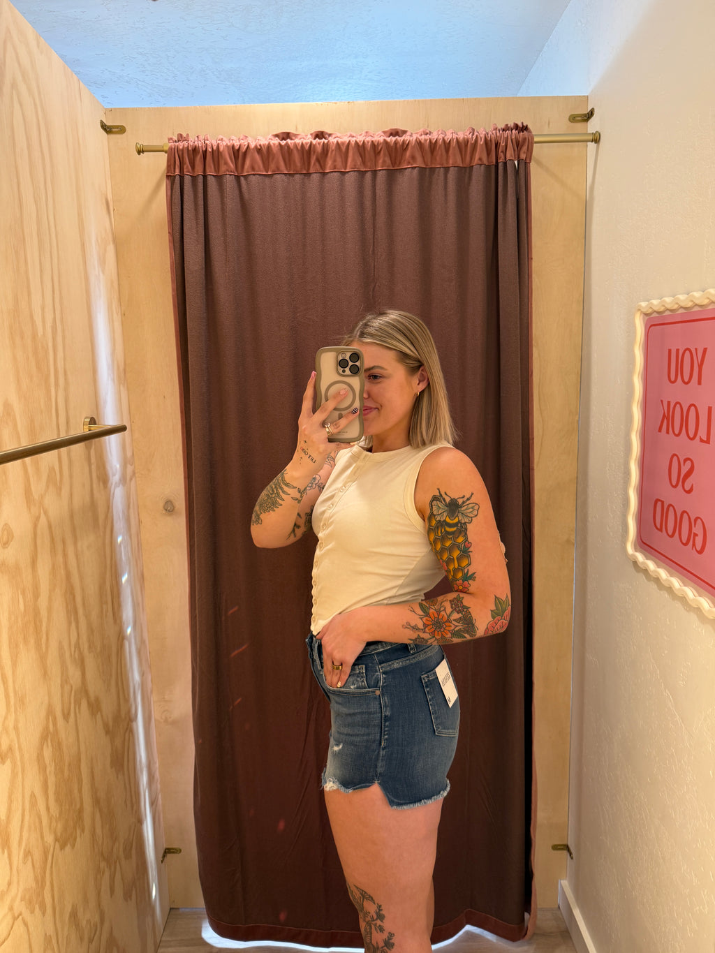 Mid Rise Dark Wash Denim Shorts