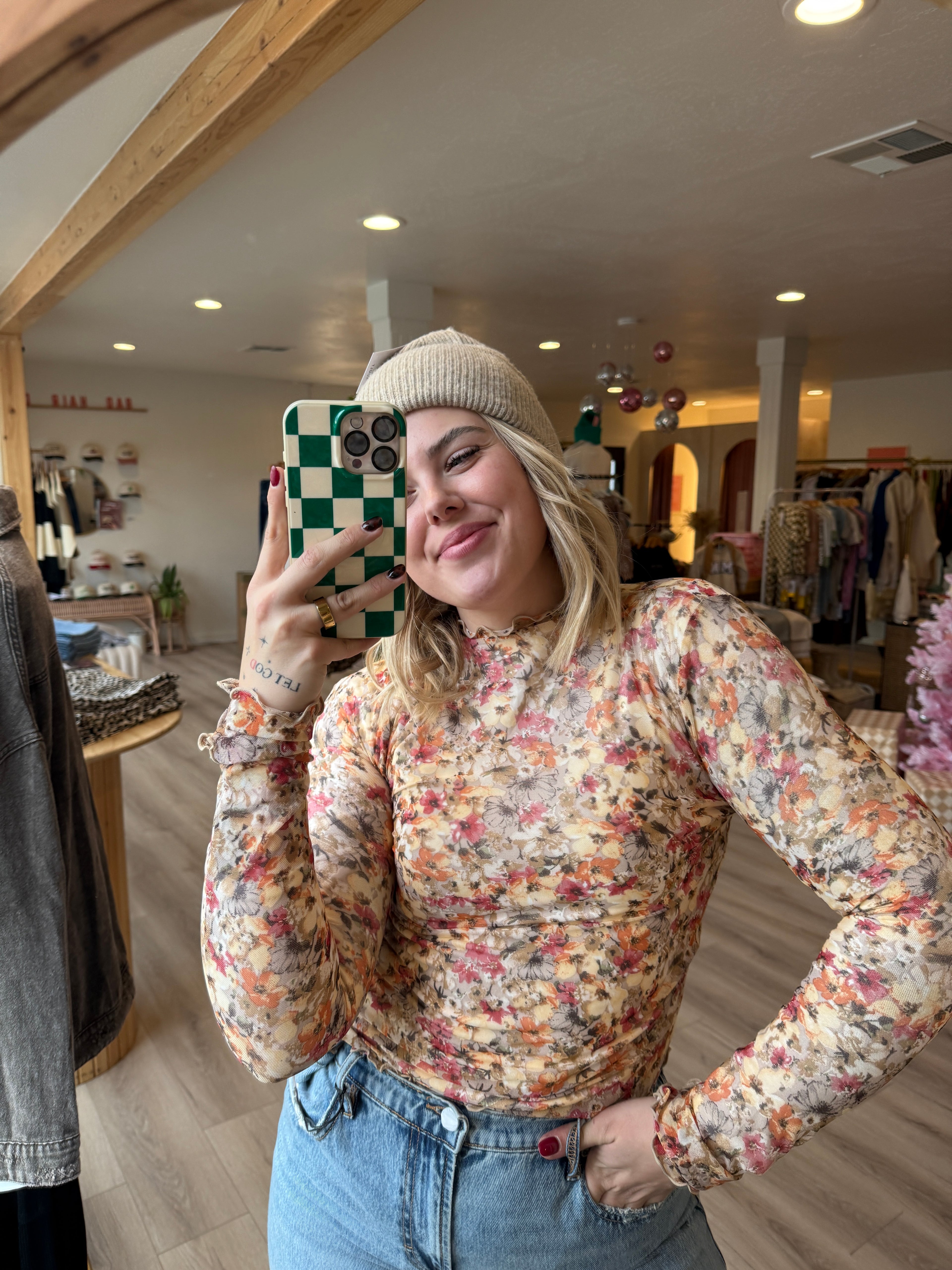 Fall Floral Mesh Long Sleeve