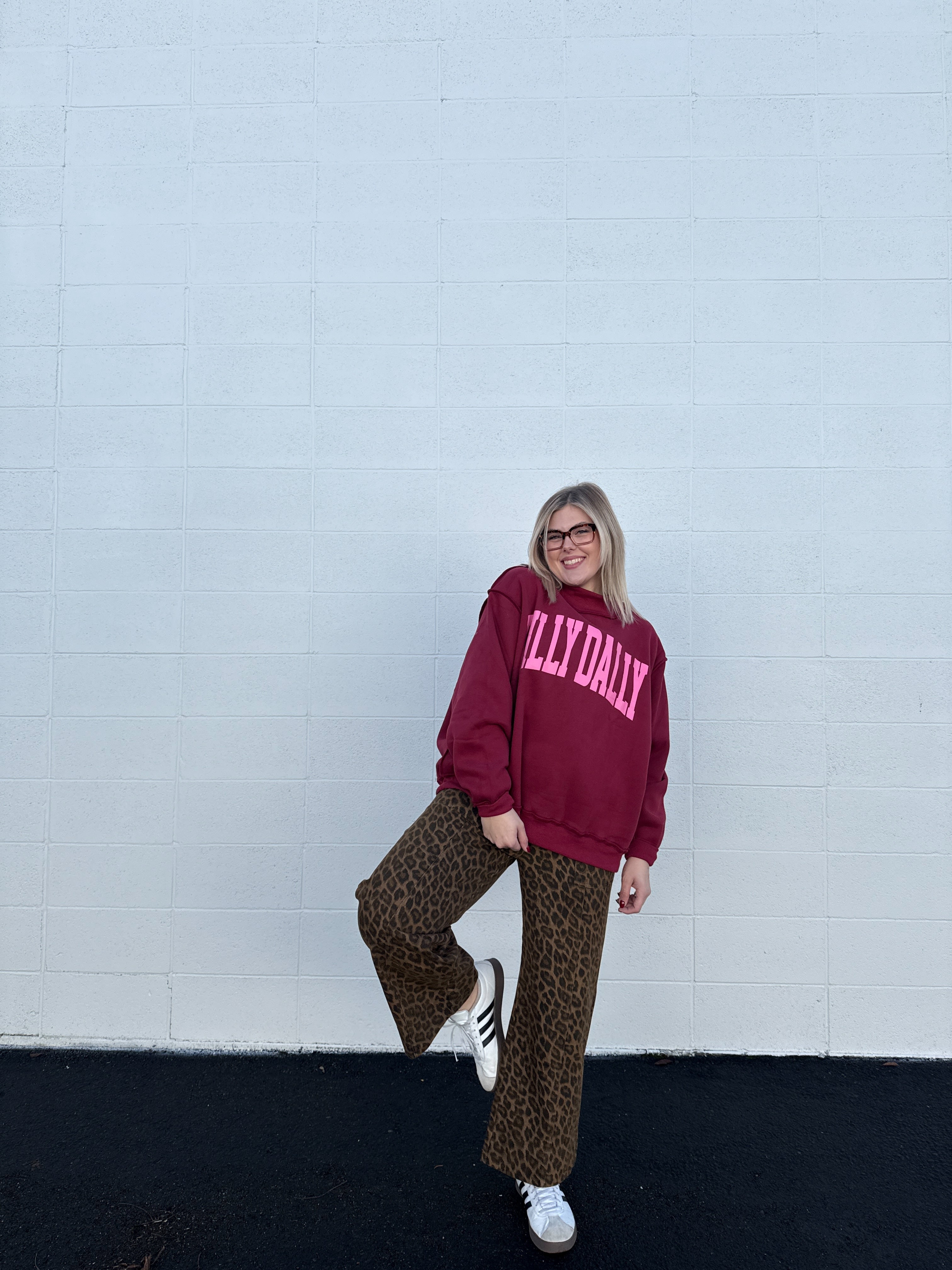 Leopard Drawstring Denim Pants