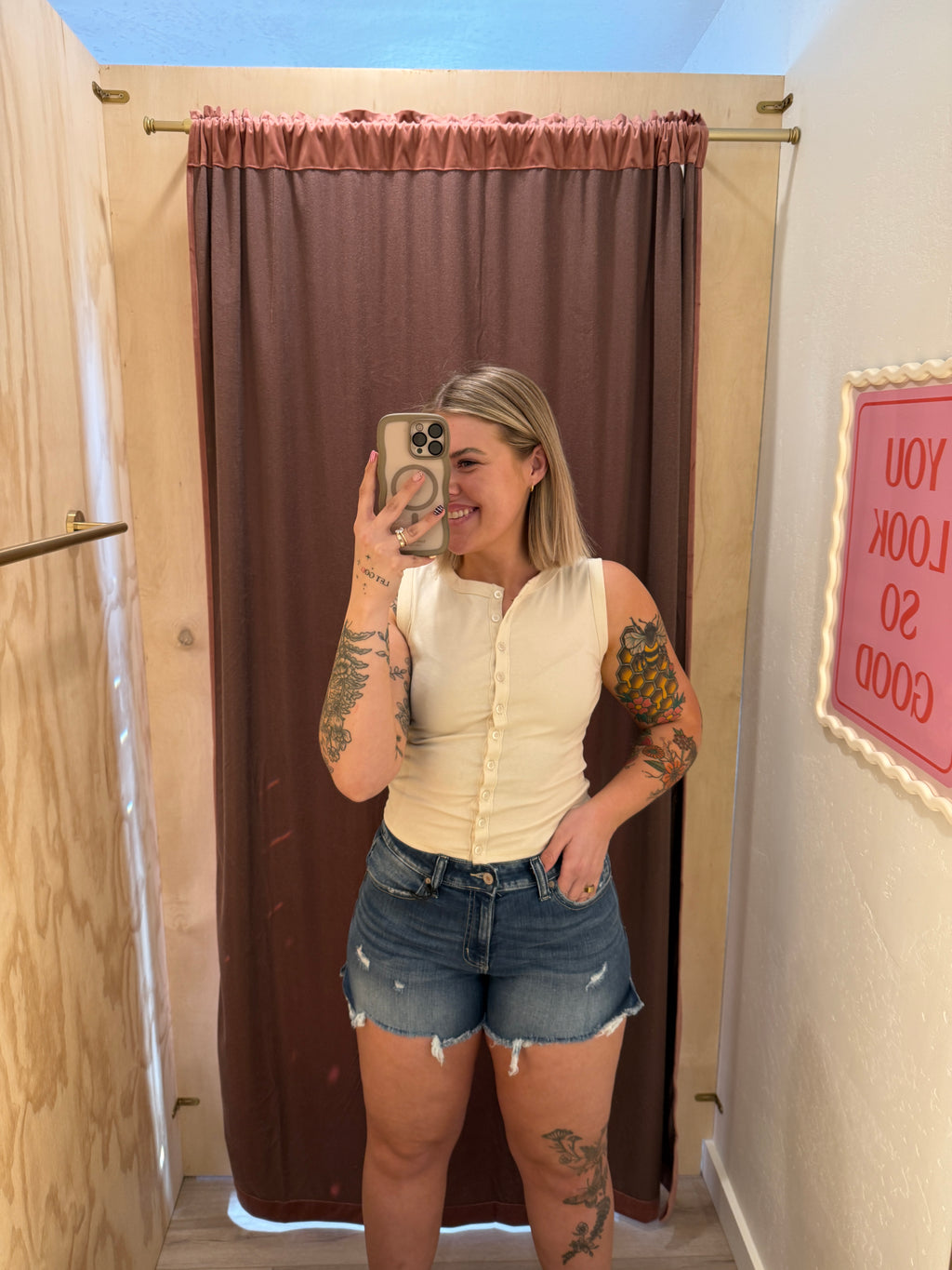 Mid Rise Dark Wash Denim Shorts