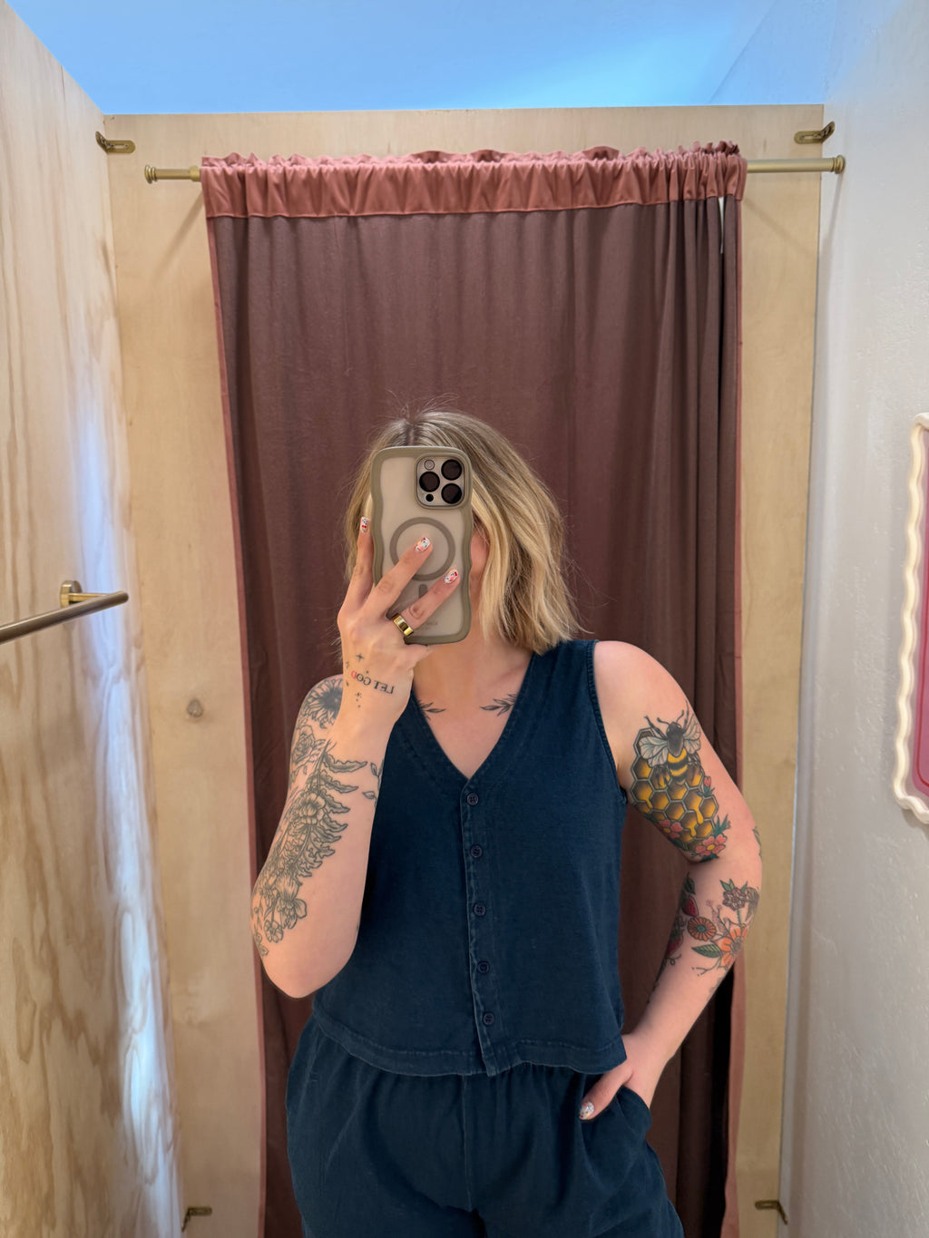 Indigo Blue Washed Knit Top