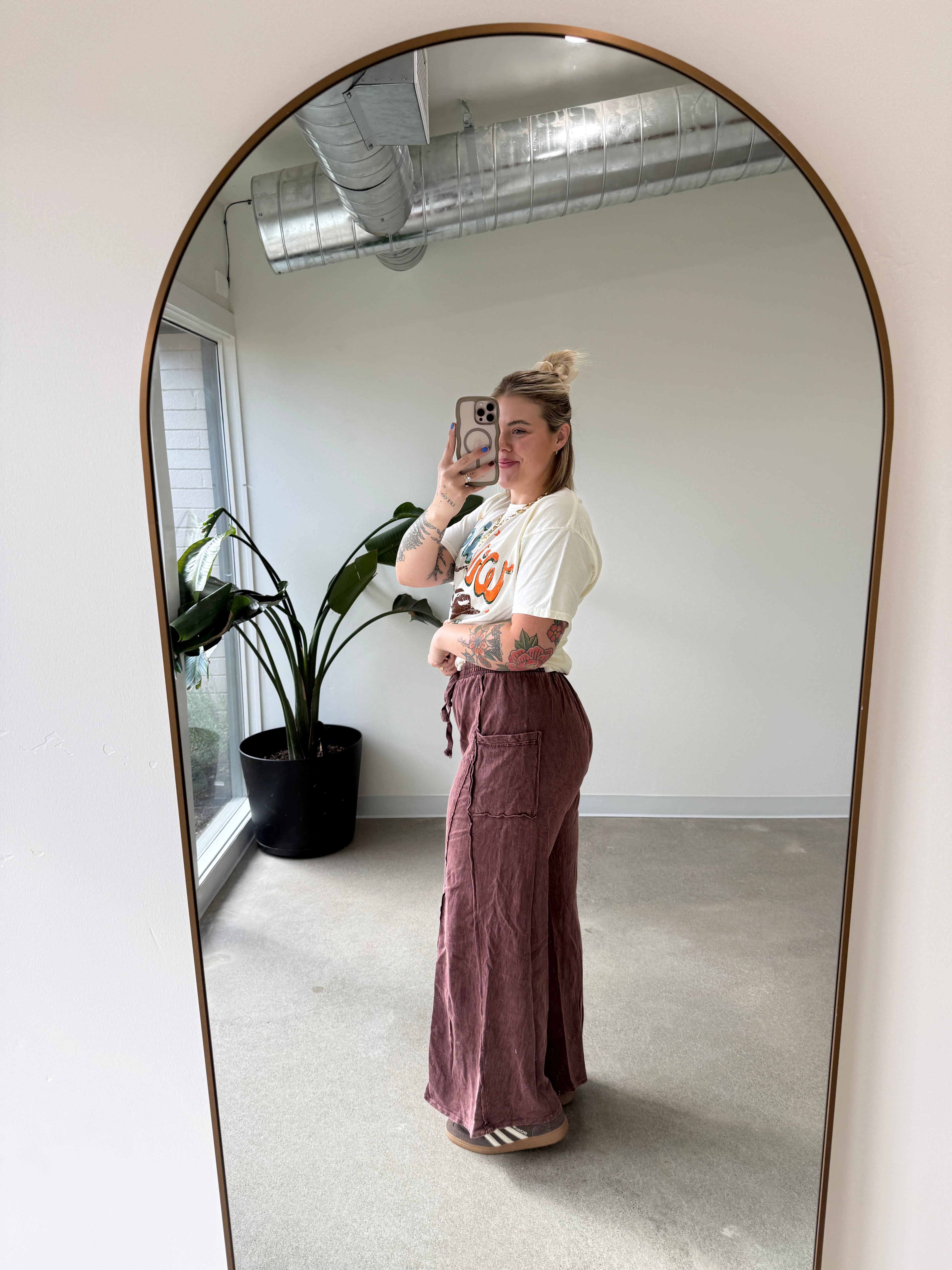Mineral Washed Flare Terry Pants