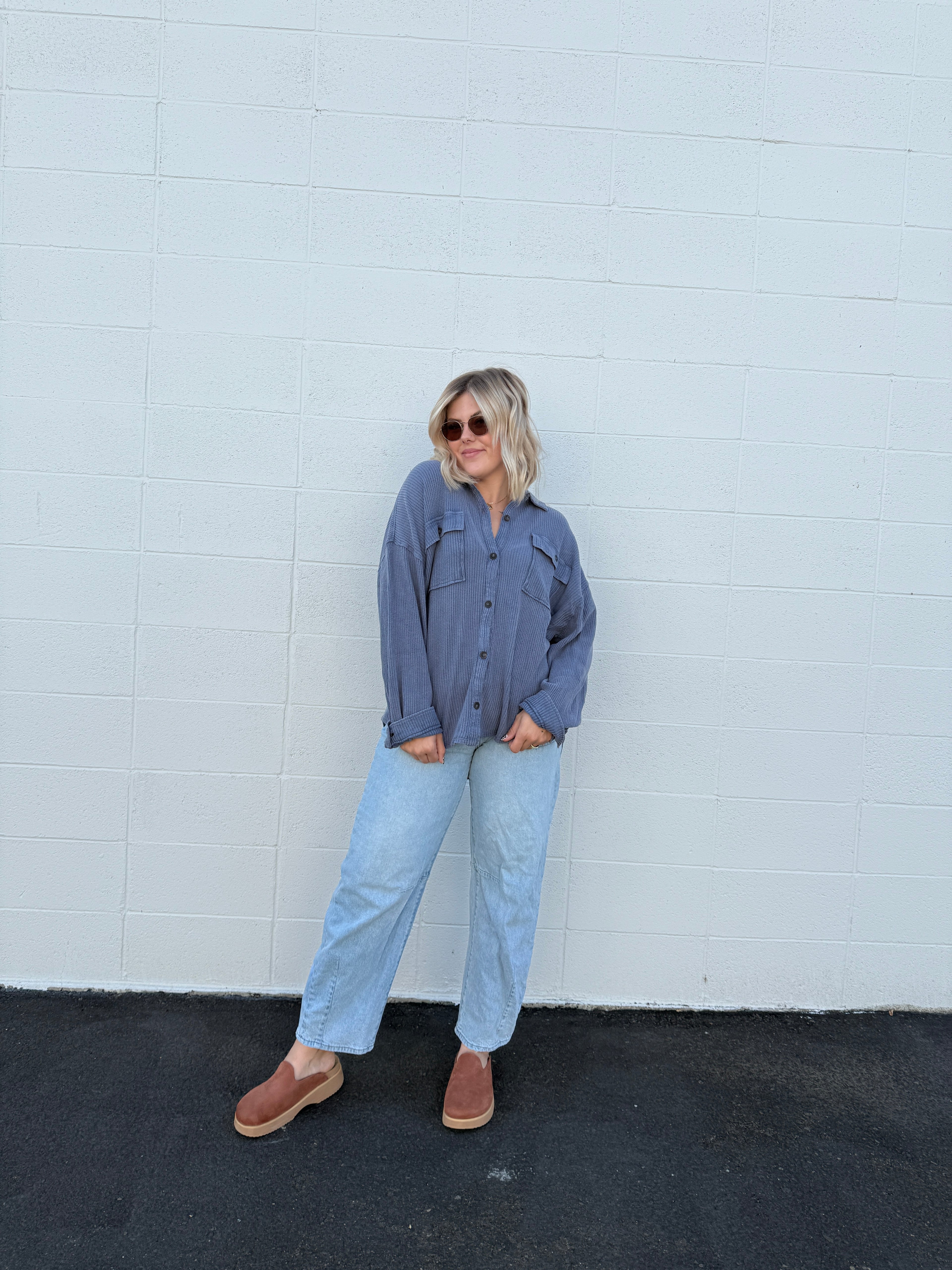 Button Down Long Sleeve Knit Top (multiple colors)