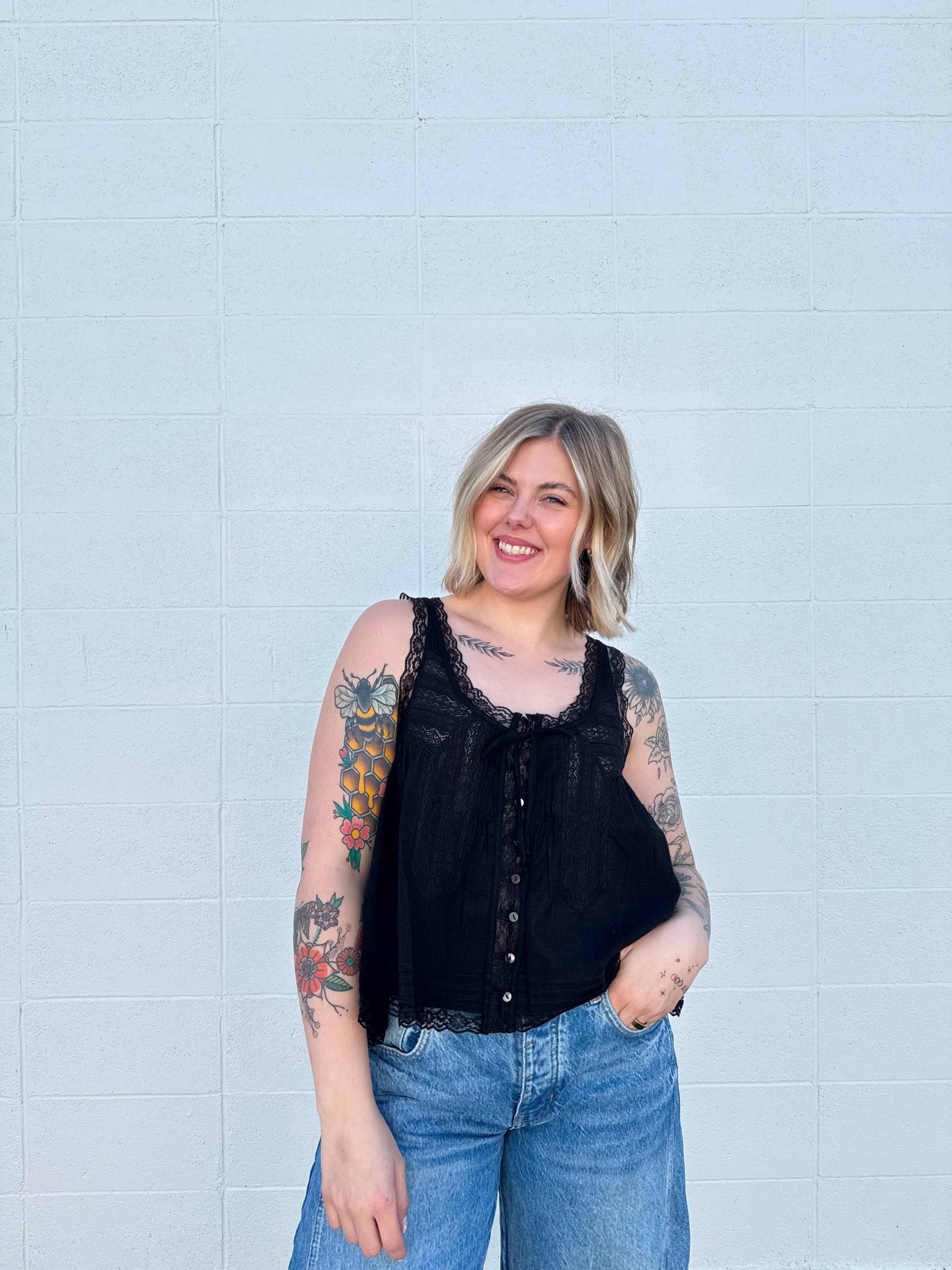 Paislee Lace Trimmed Tank Top