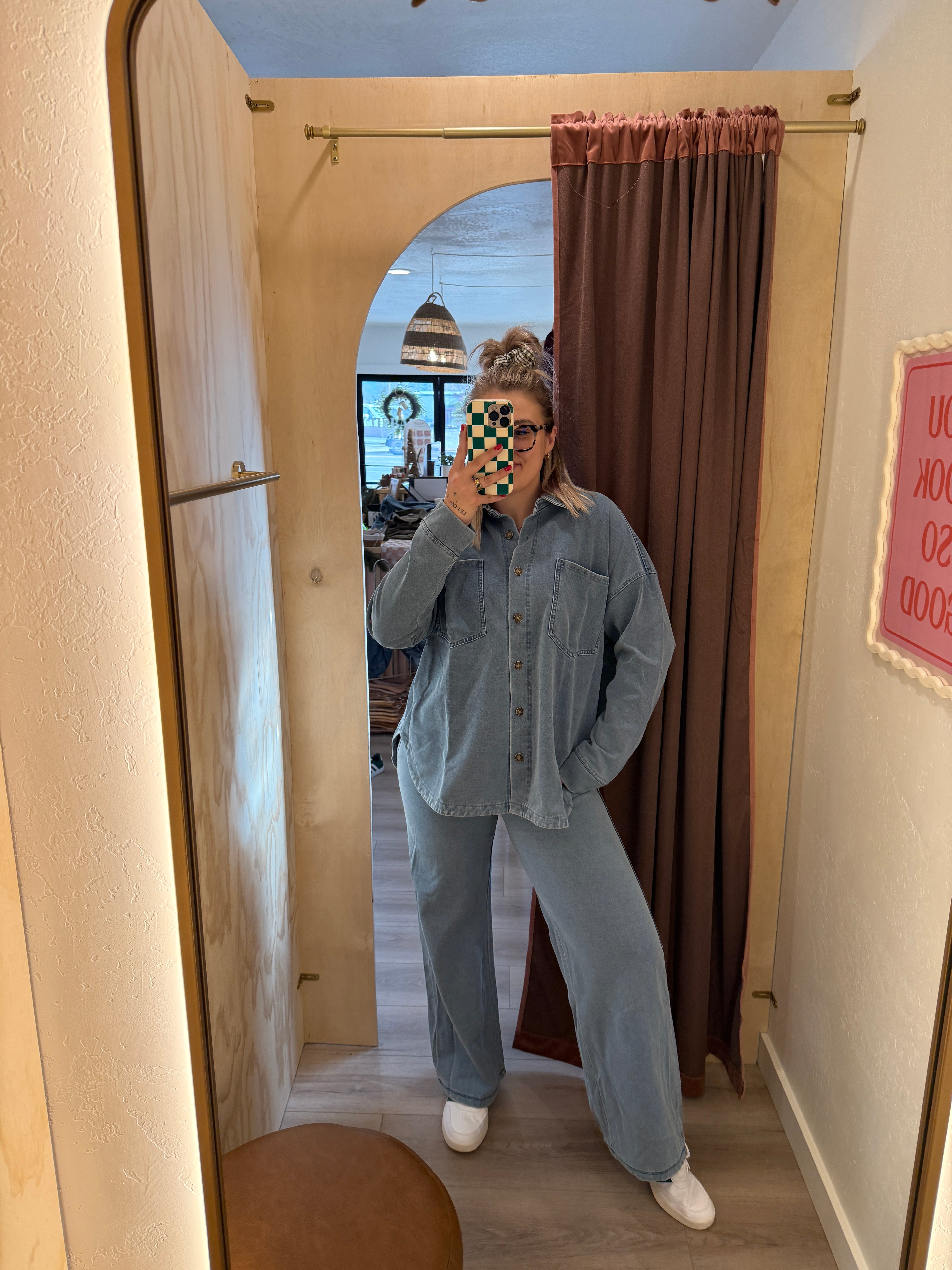 Button Down Knit Denim Jacket (Multiple Colors)