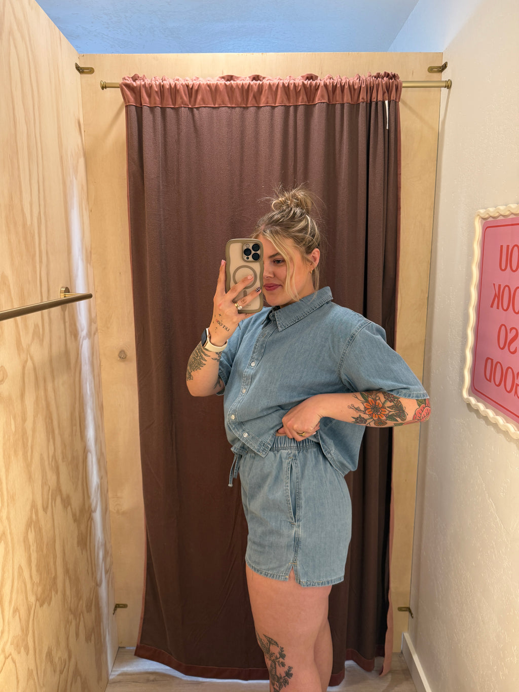 Drawstring Denim Shorts