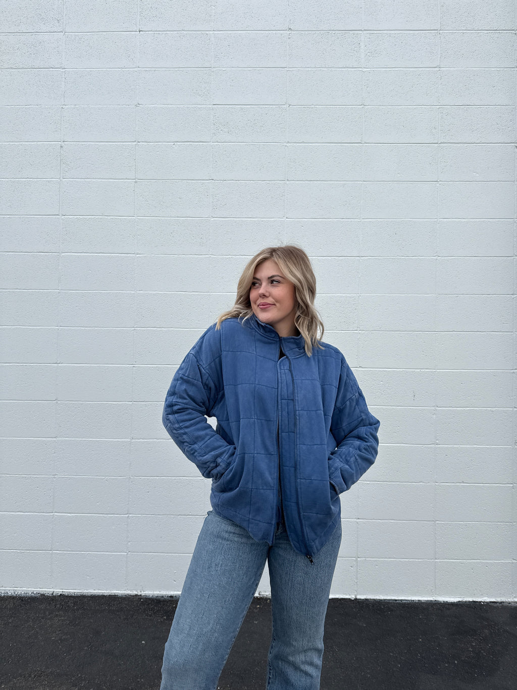 Wild + Free Quilted Jacket - Denim Blue