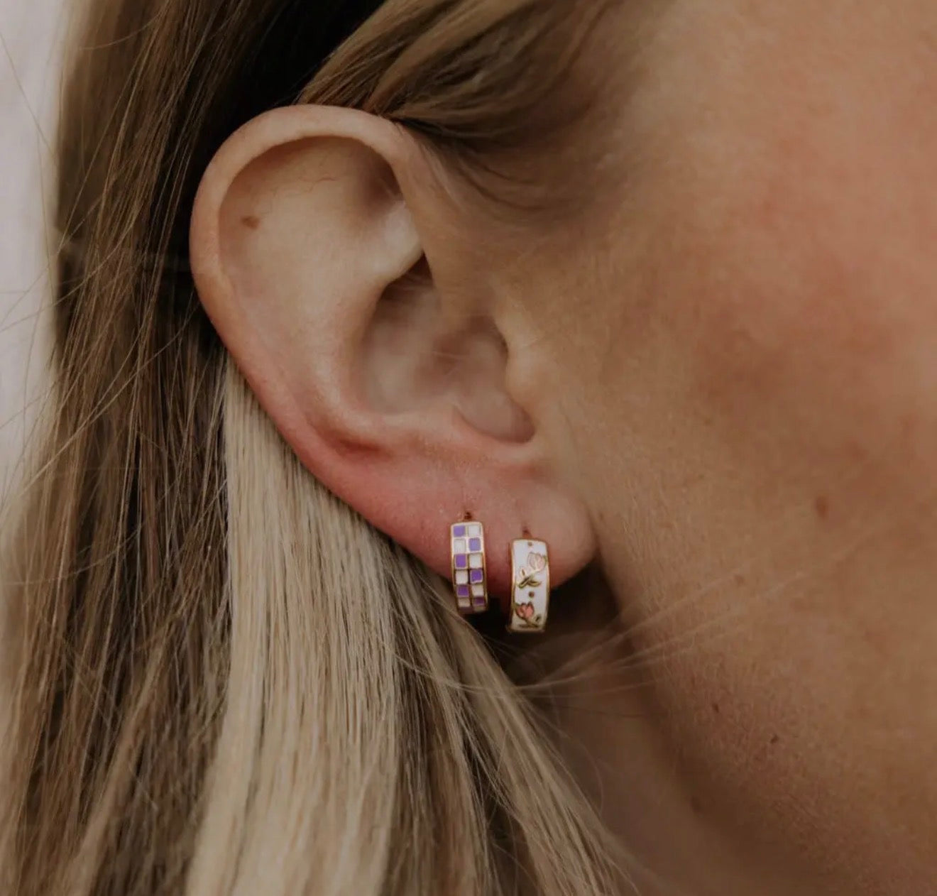 Mauve Eloise Tea Cup Hoops