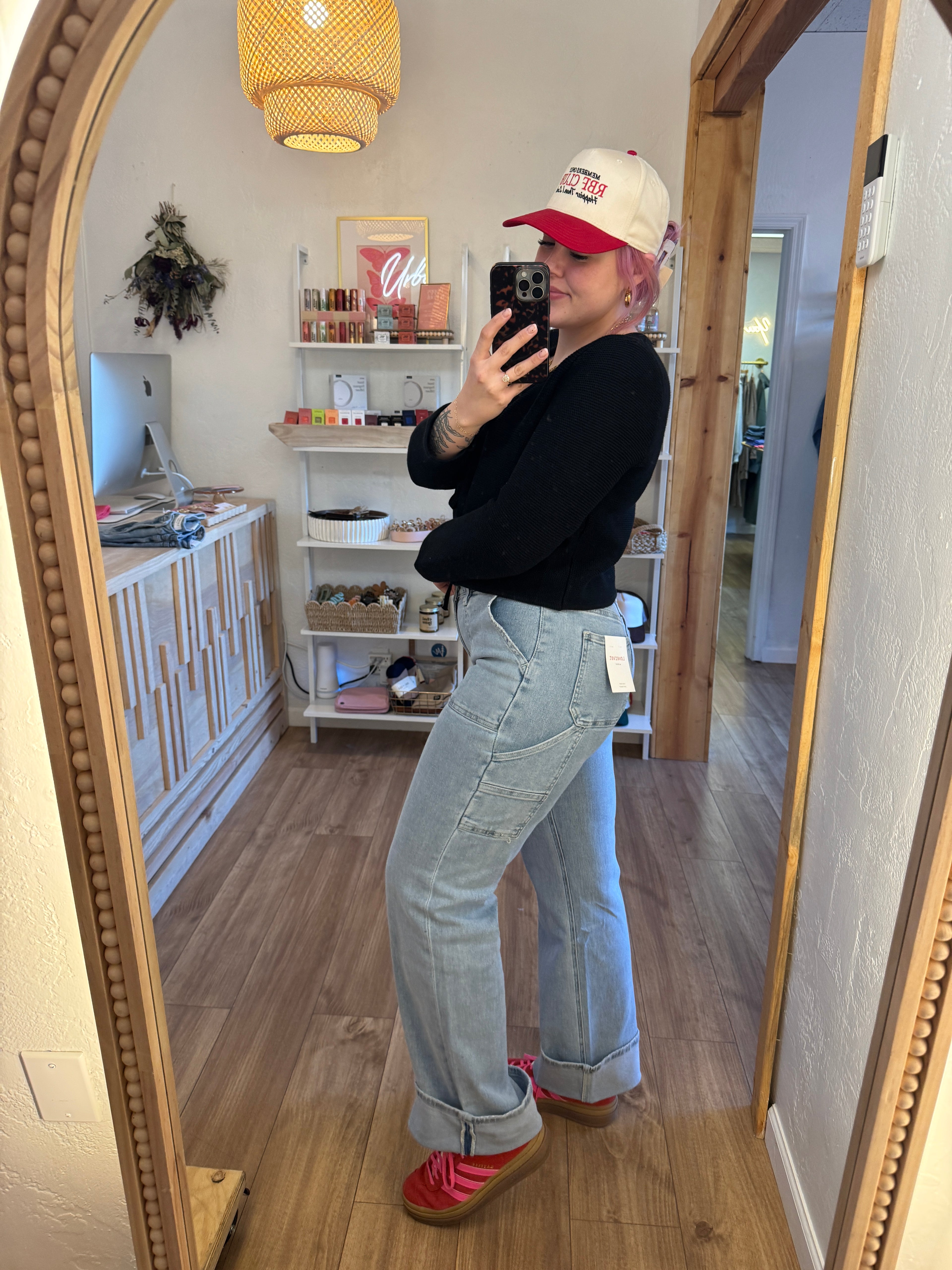 High Rise Cuffed Cargo Wide Jeans