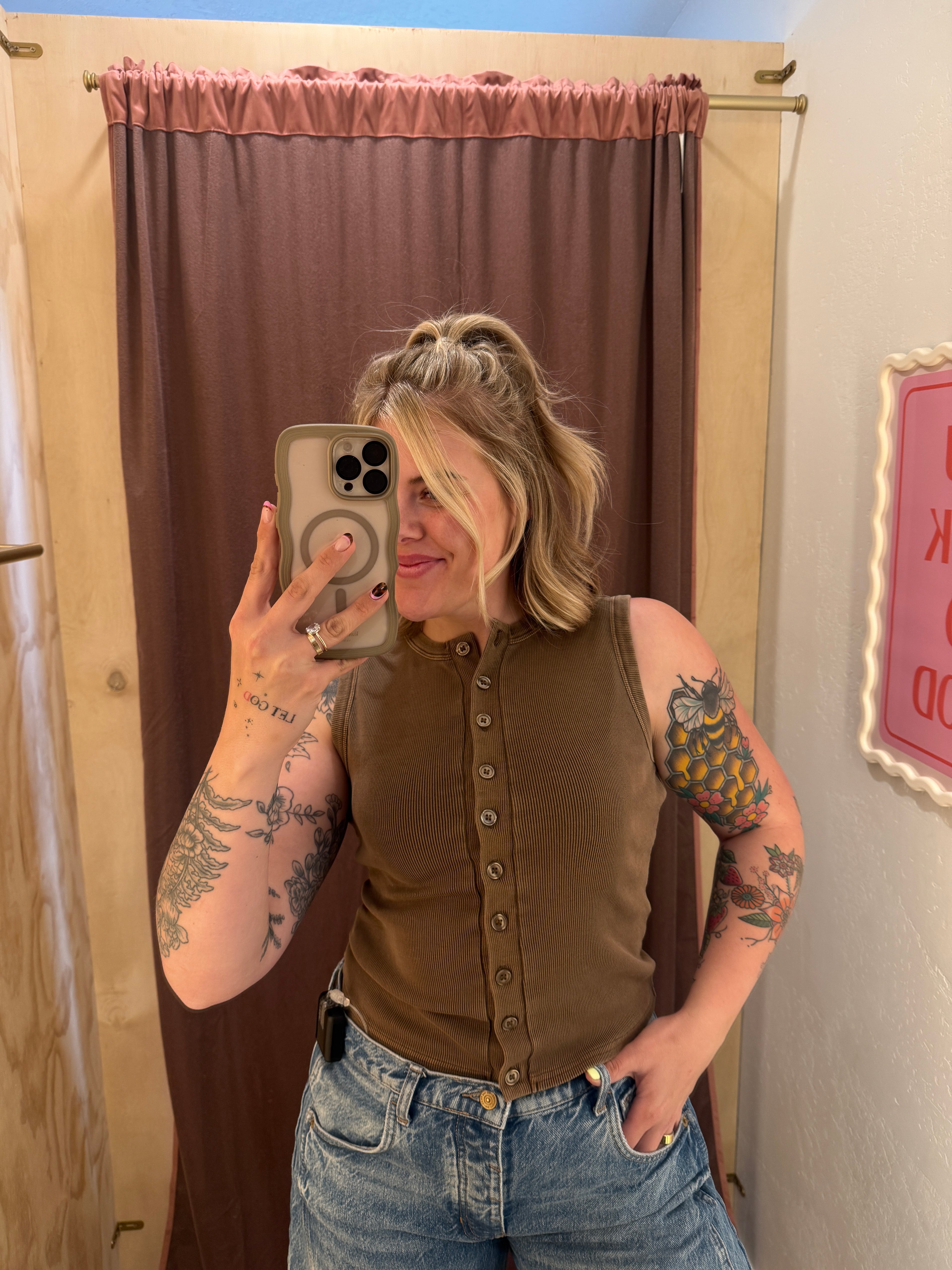 Button Down Ribbed Tanks (multiple colors)