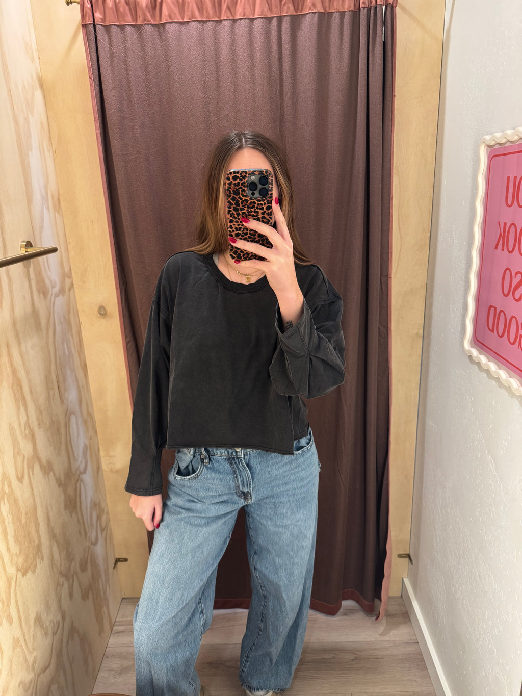 Boxy Washed Black Long Sleeve