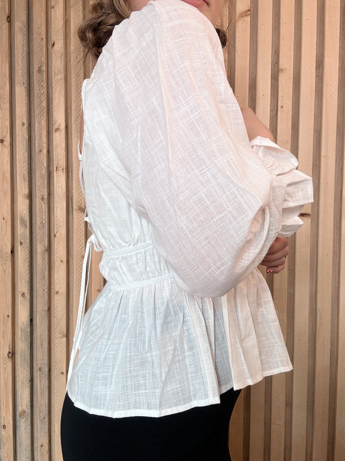 All in White Square Neck Blouse