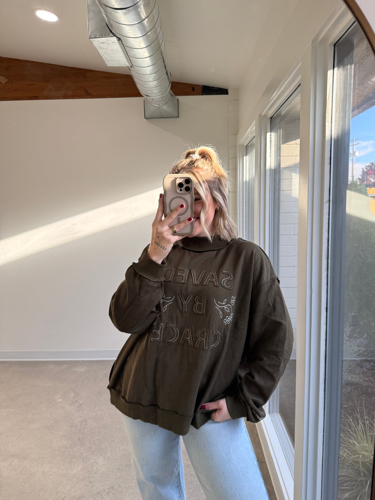 Saved By Grace Mock Neck