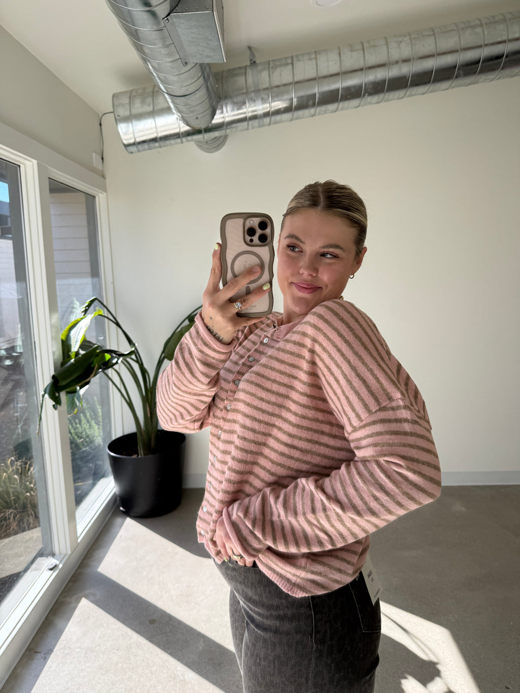 Chilly Mornings Striped Button Down Sweater (Multiple Colors)