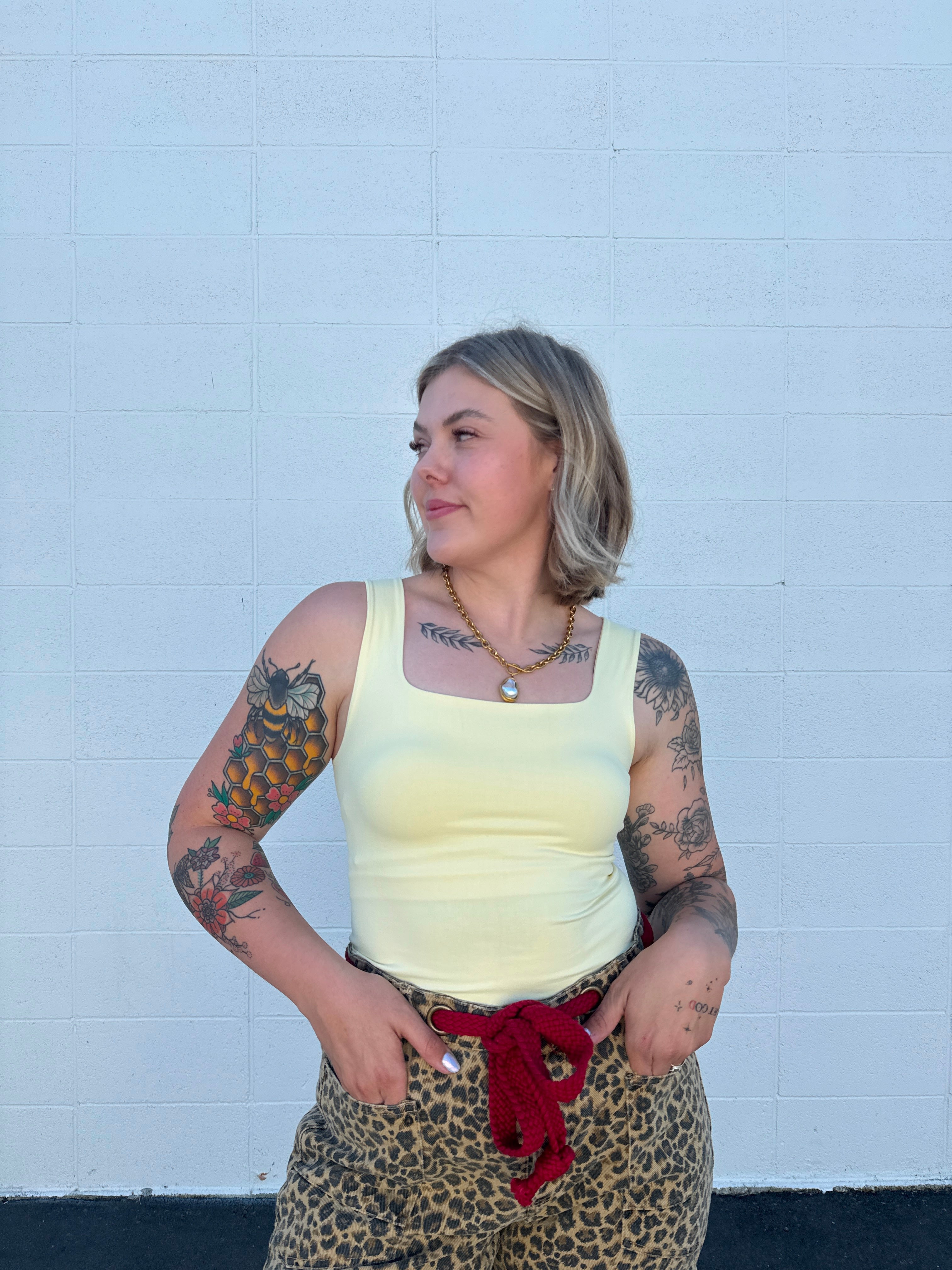 Double Lined Square Neck Tanks (Multiple Colors)