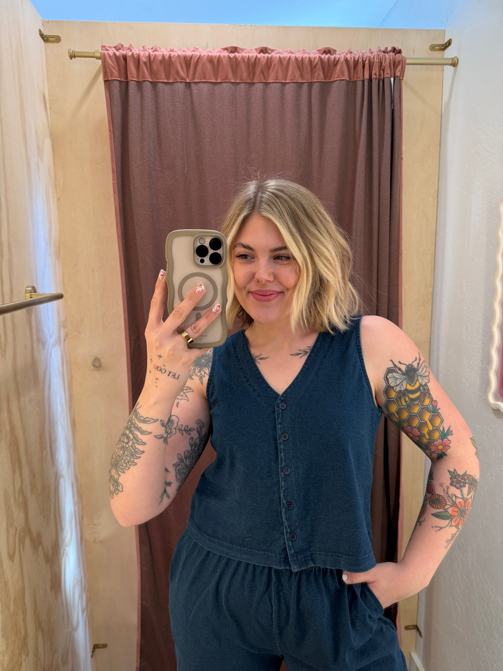 Indigo Blue Washed Knit Top