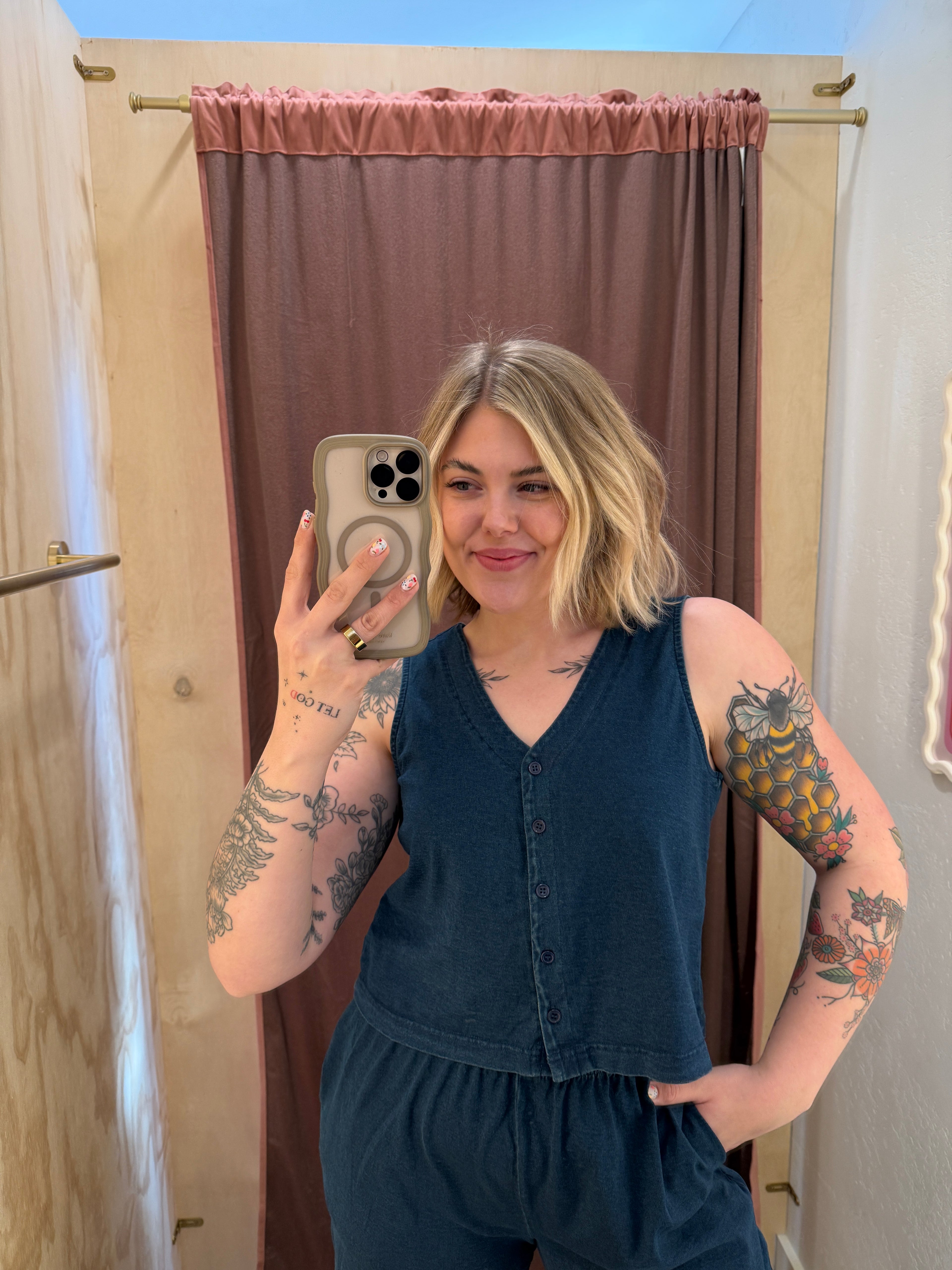 Indigo Blue Washed Knit Top