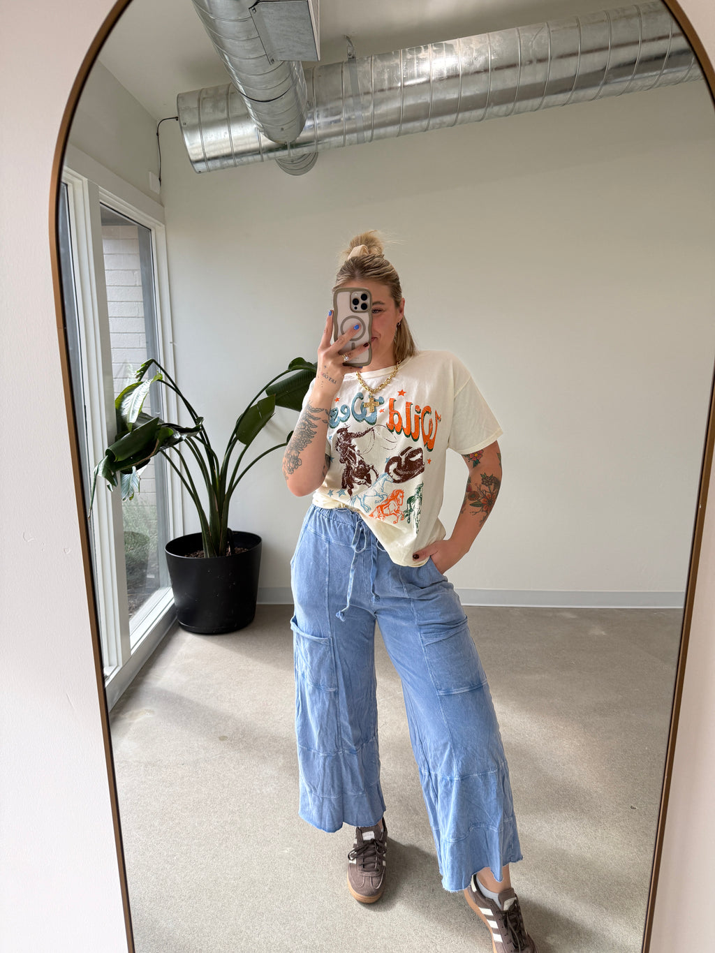 Mineral Wash Wide leg Cropped Pants (Multiple Colors)