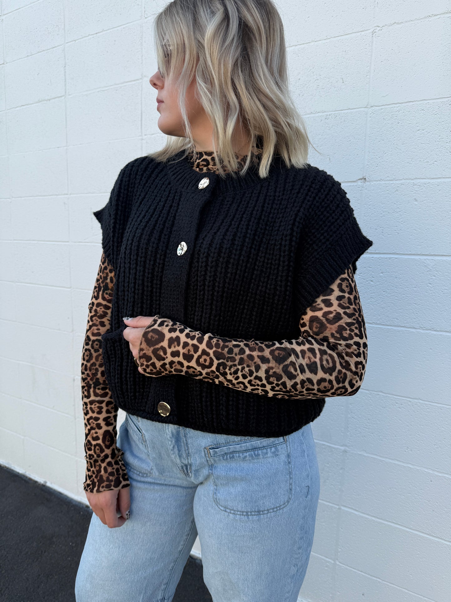 Leopard Mesh Layering Top