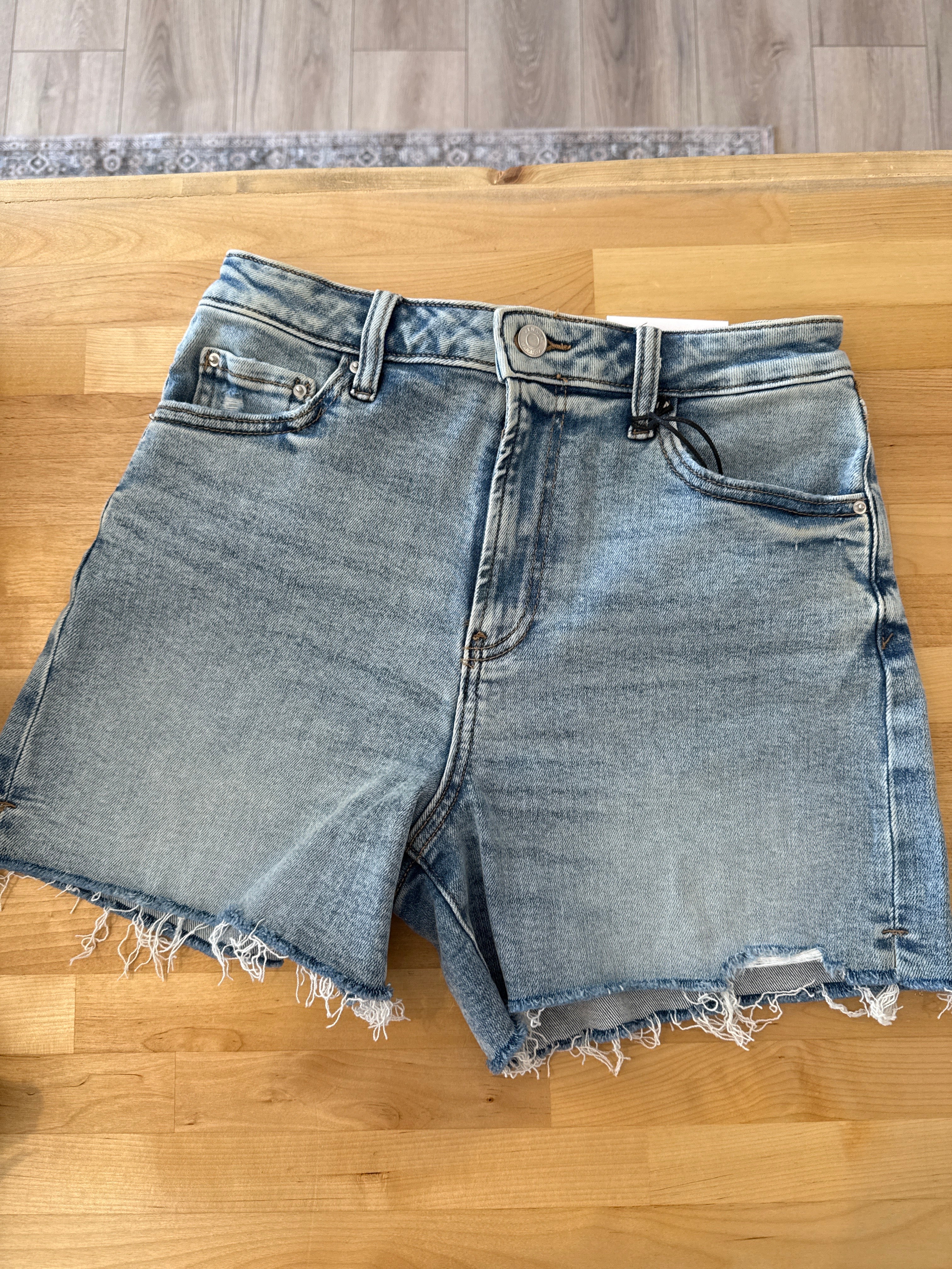 High Rise Light Wash Denim Shorts