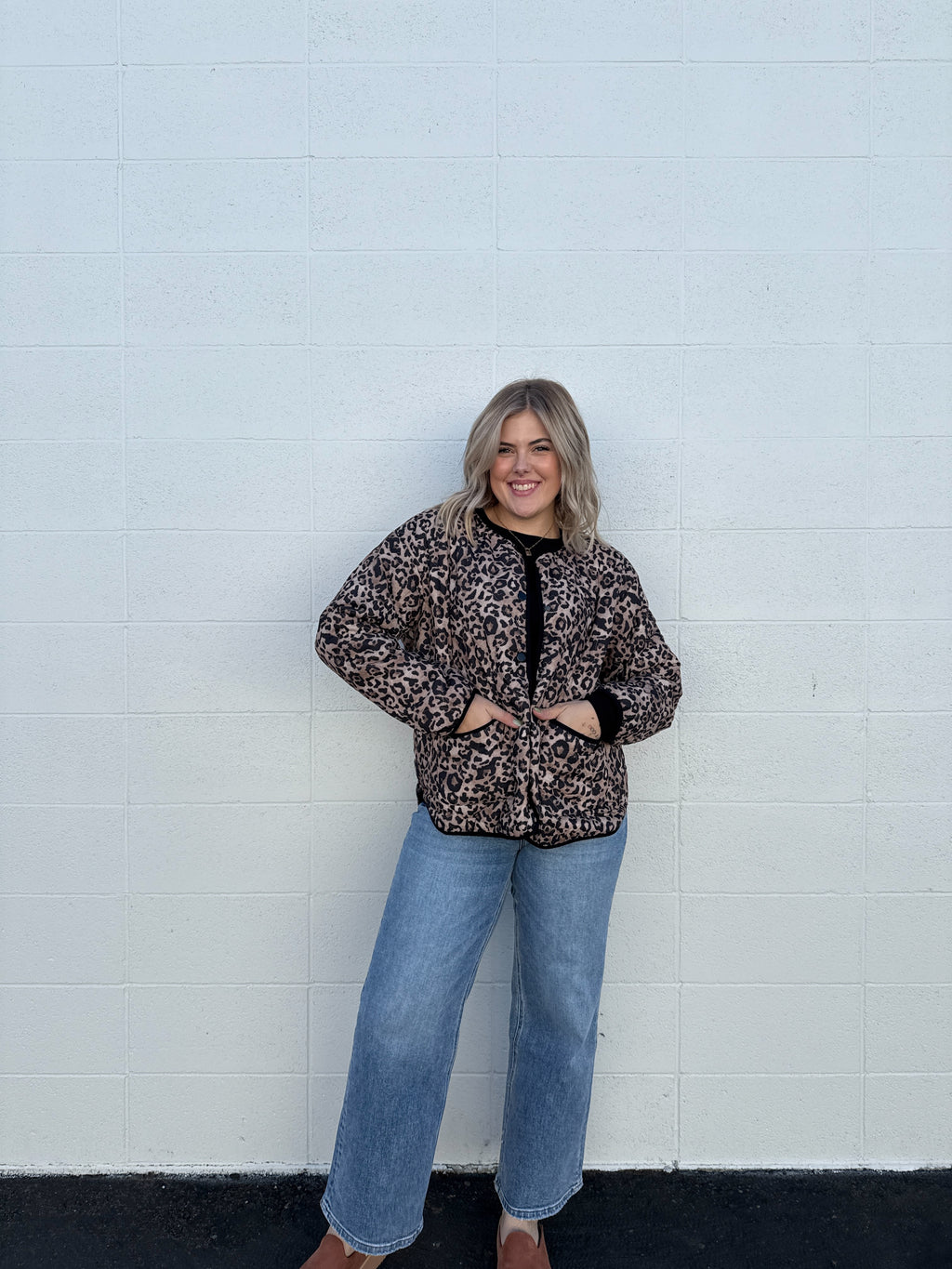 Leopard Quilted Button Down Jacket