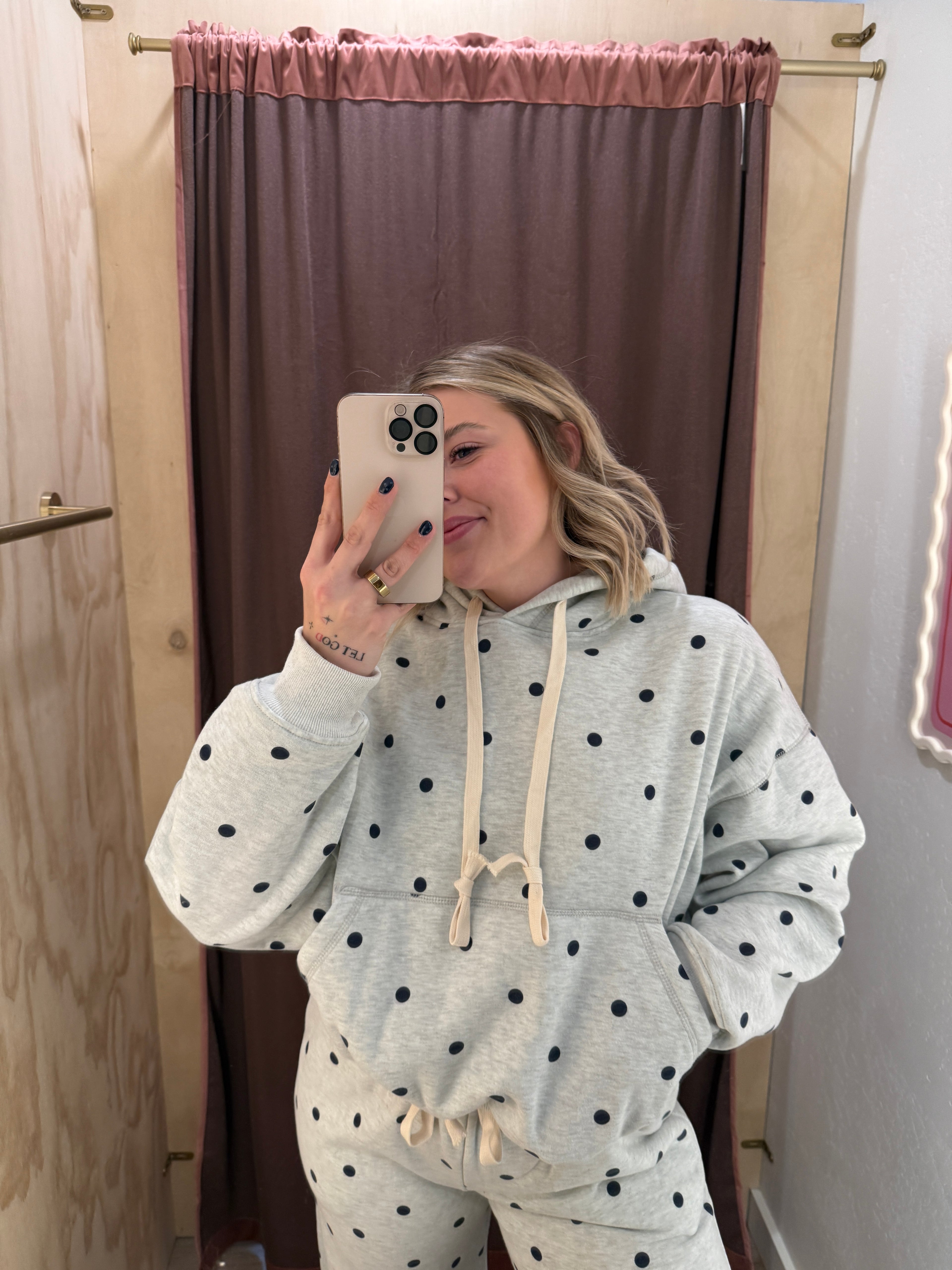 Polka Dottie Bubble Hem Hoodie