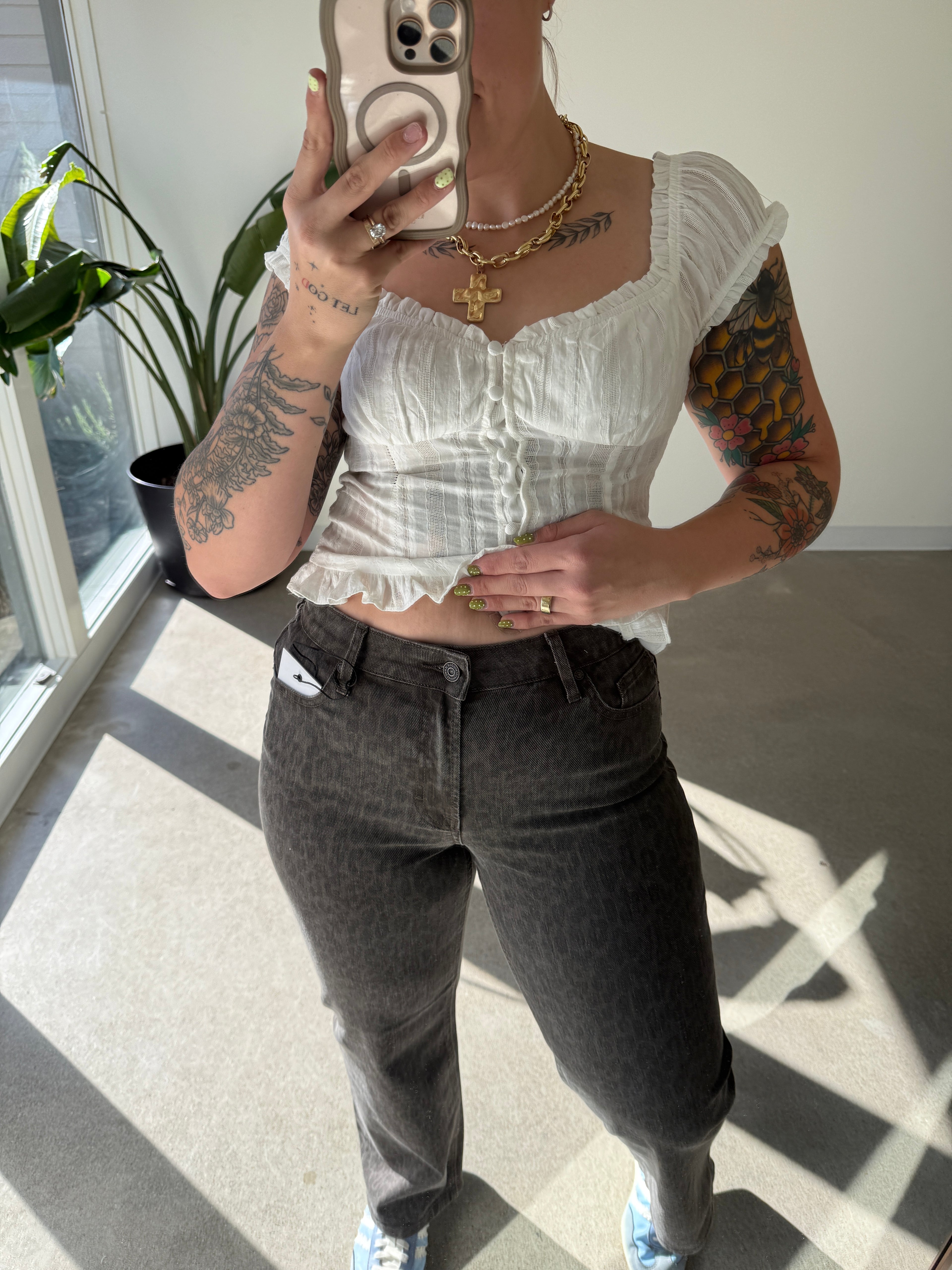 High Rise Brown Leopard Dad Jean