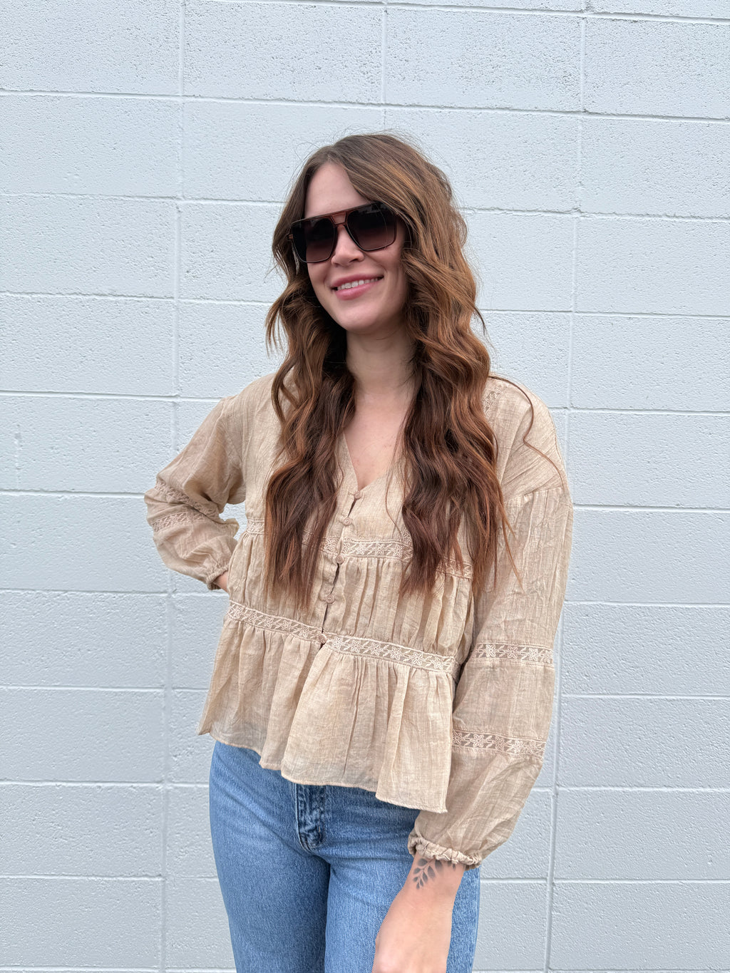 All is Calm V Neck Blouse