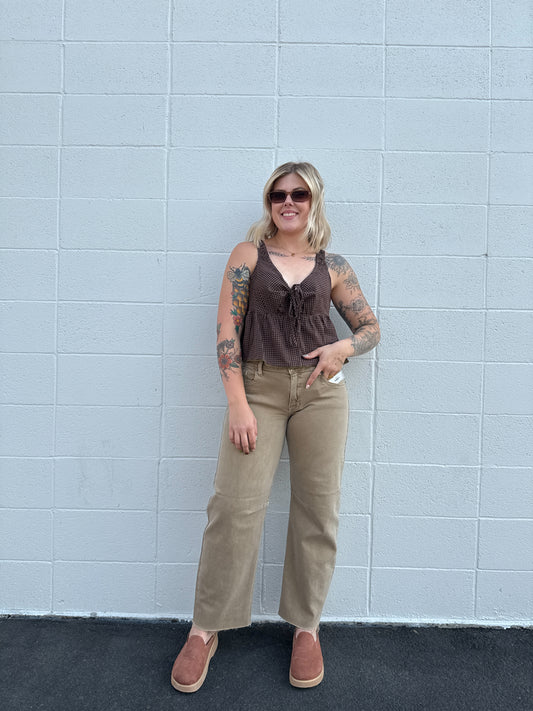 Mid Rise Vintage Khaki Barrel Jeans