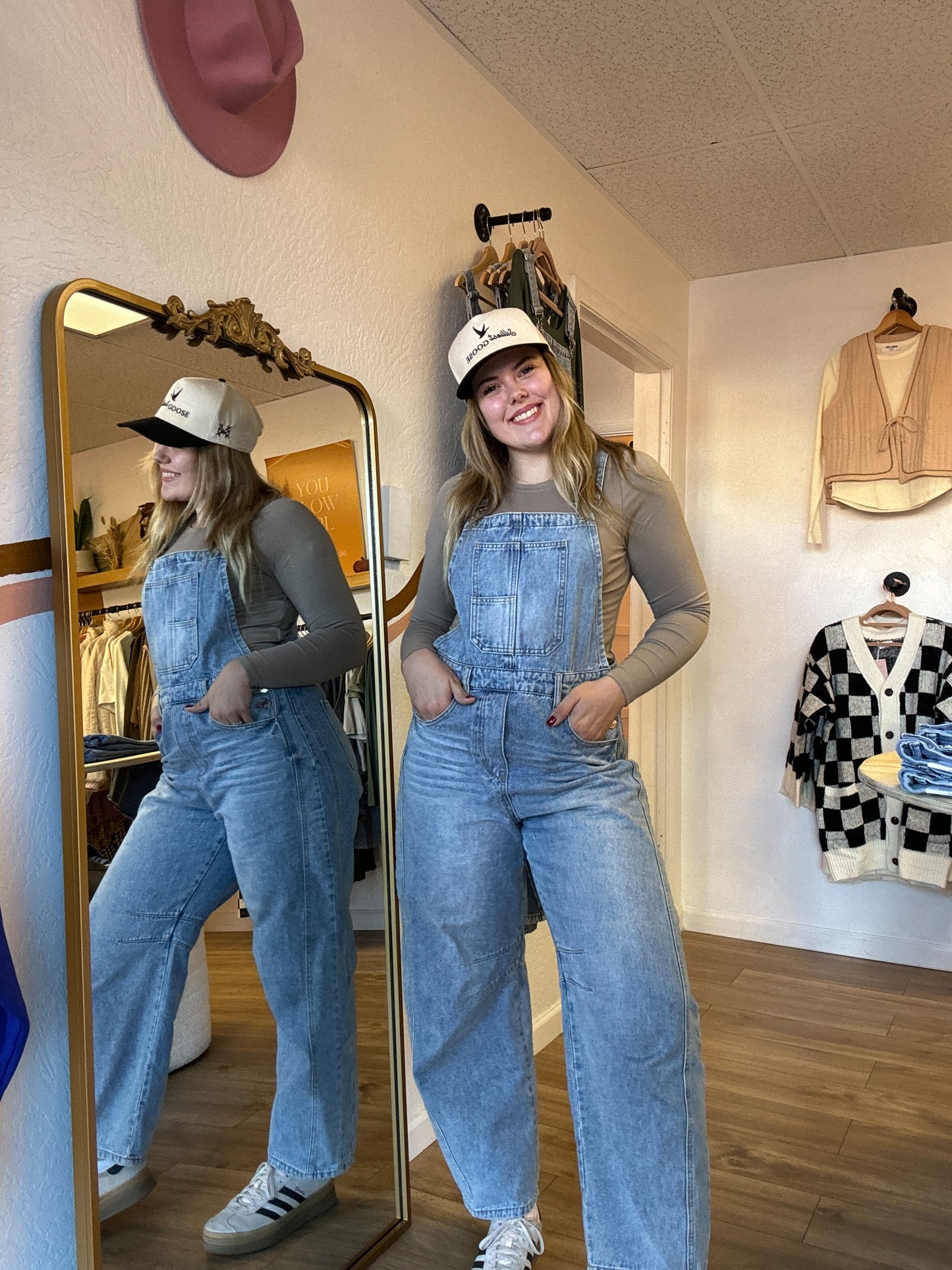 Light Wash Barrel Denim Overalls