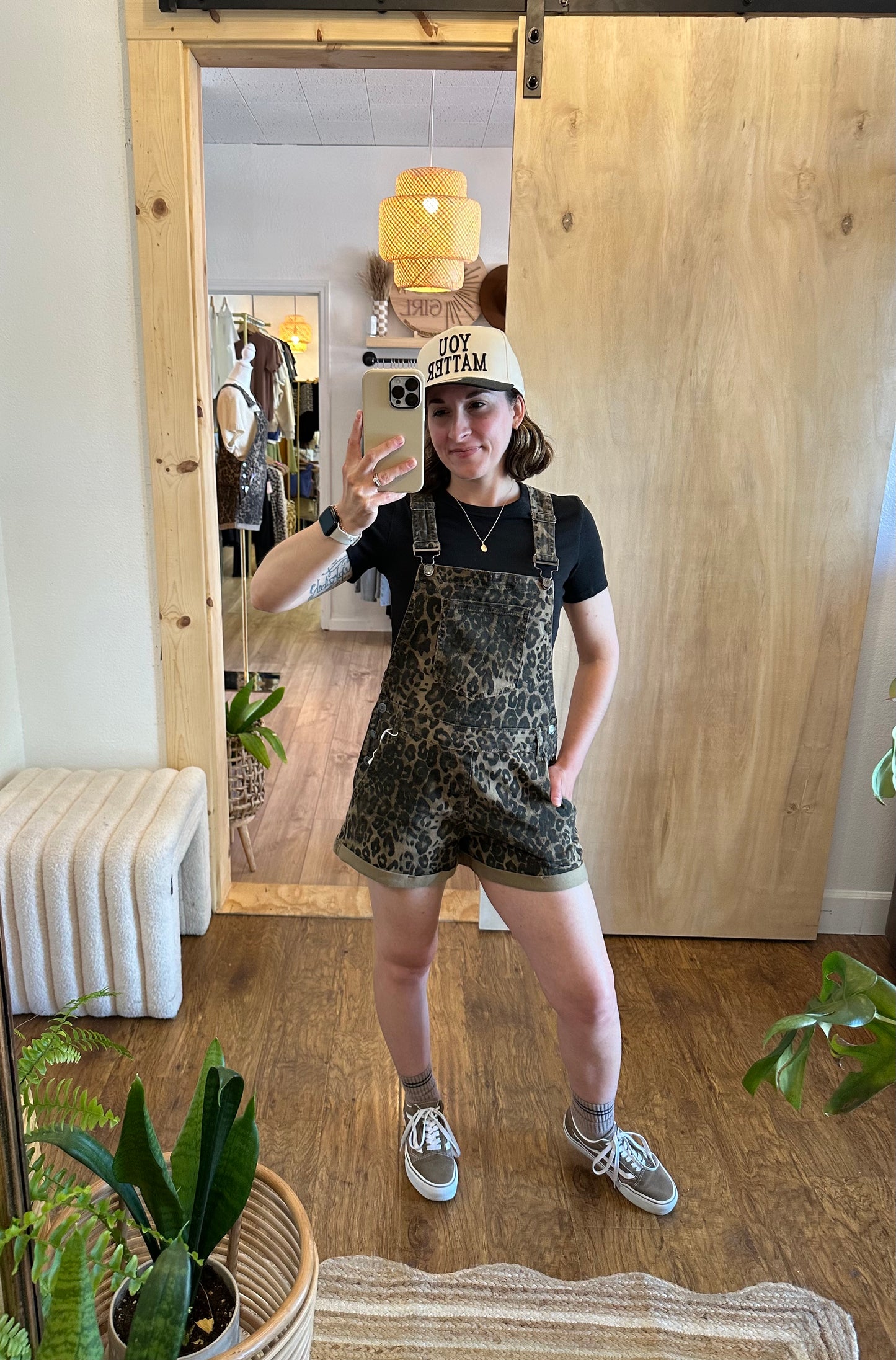 A Little Bit Leopard Overall Shorts