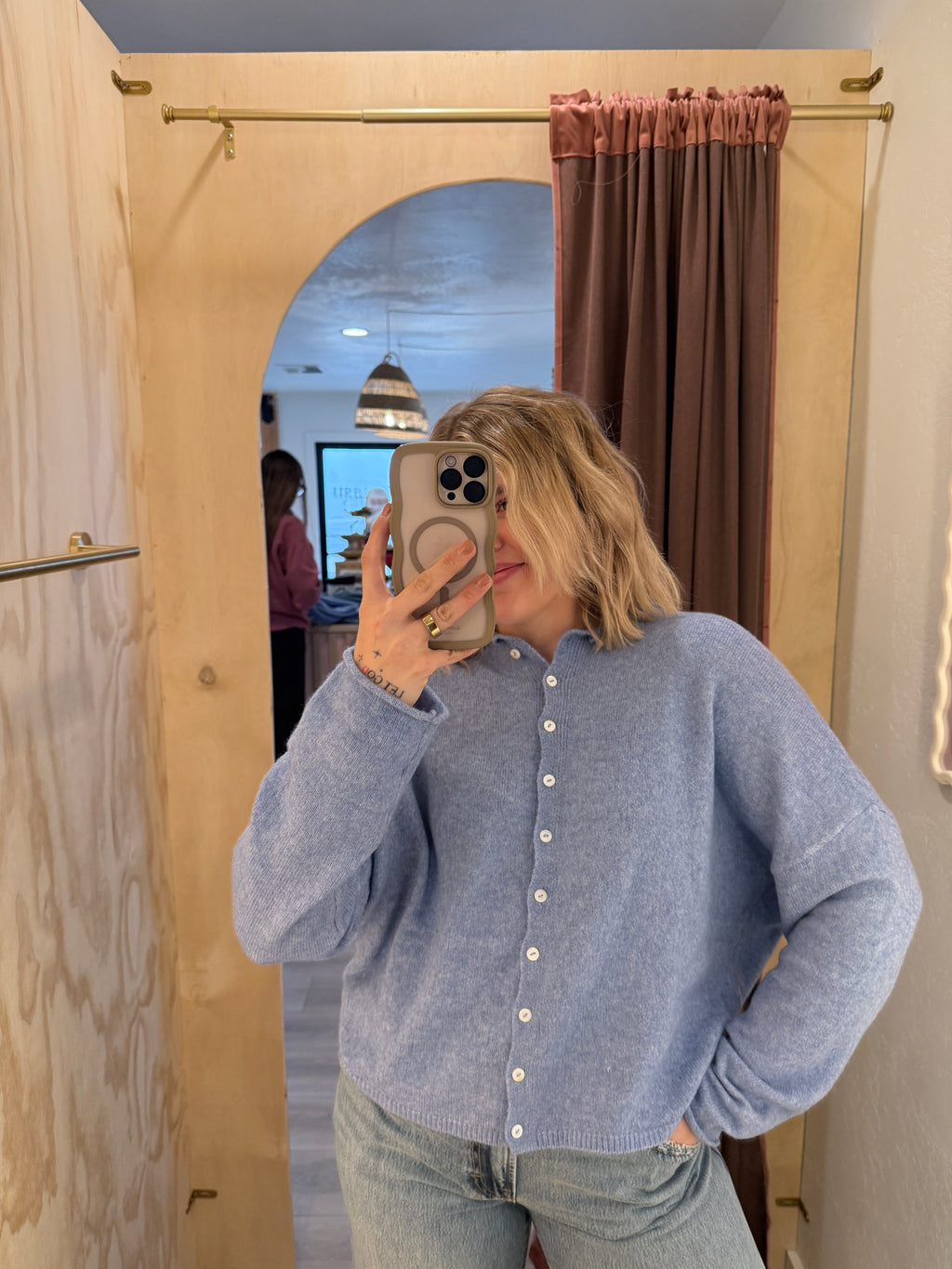 Jaime Dusty Blue Scallop Cardigan