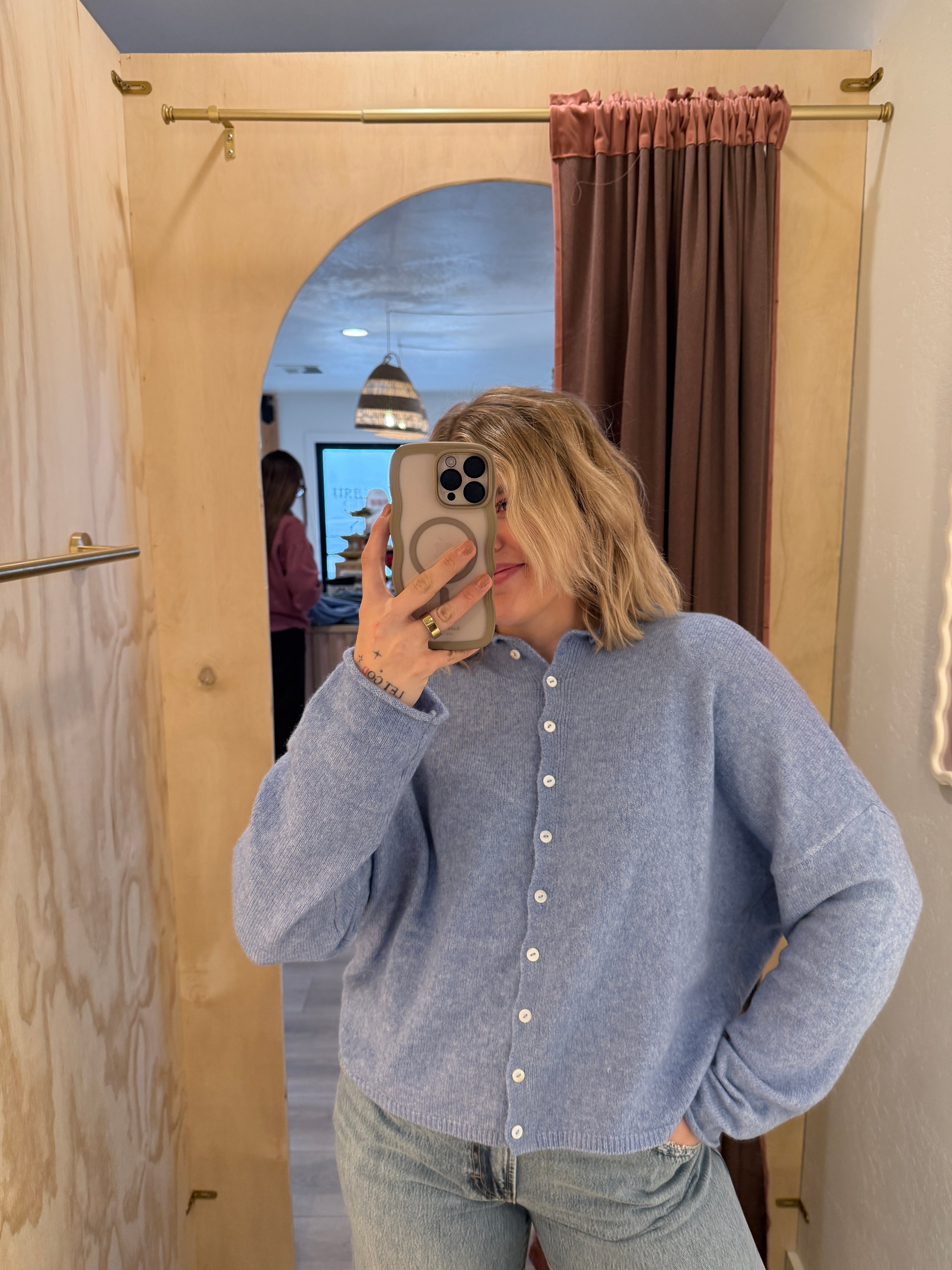 Jaime Dusty Blue Scallop Cardigan