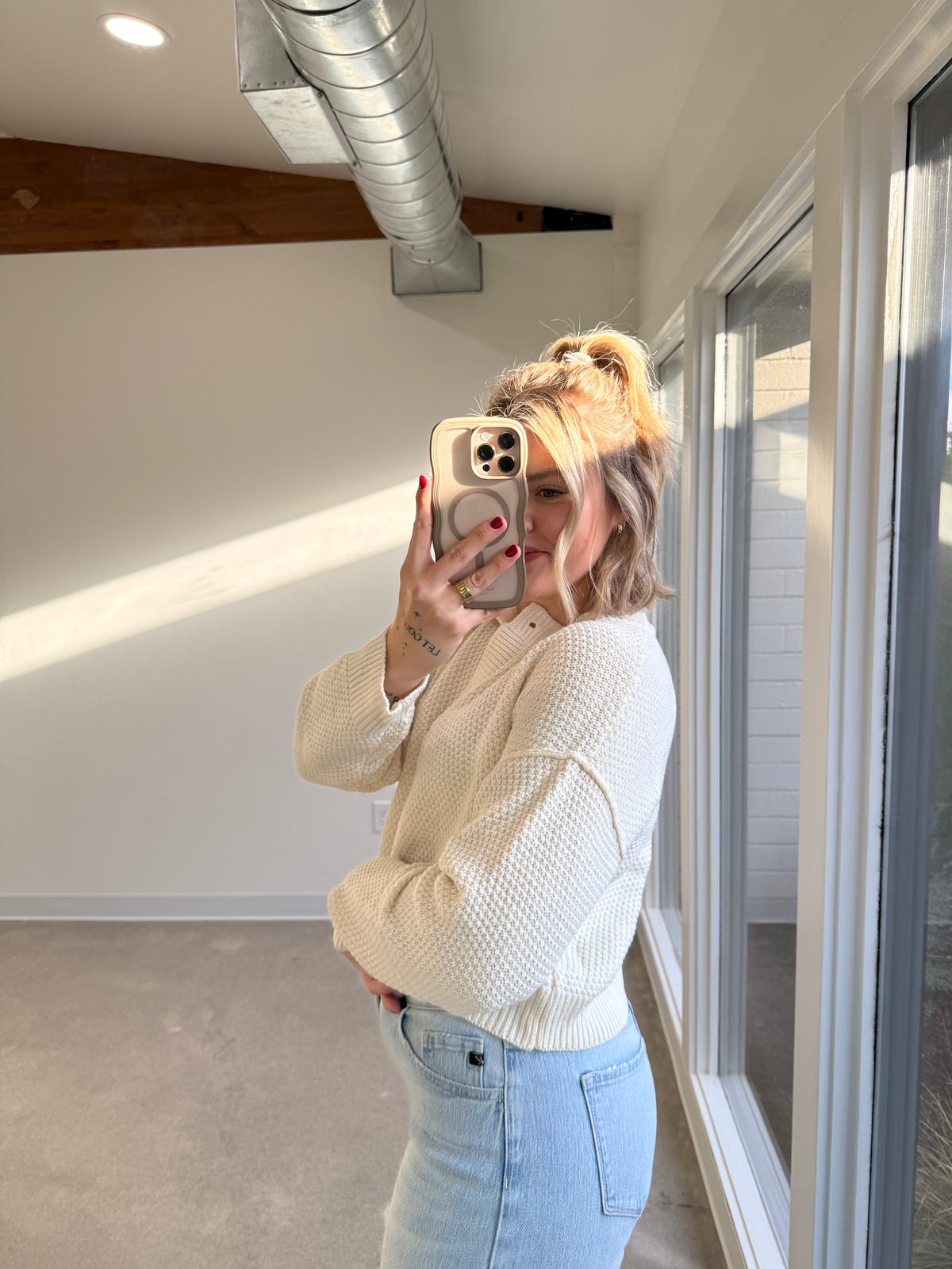 Neutral Edit Cream Button Down Cardigan