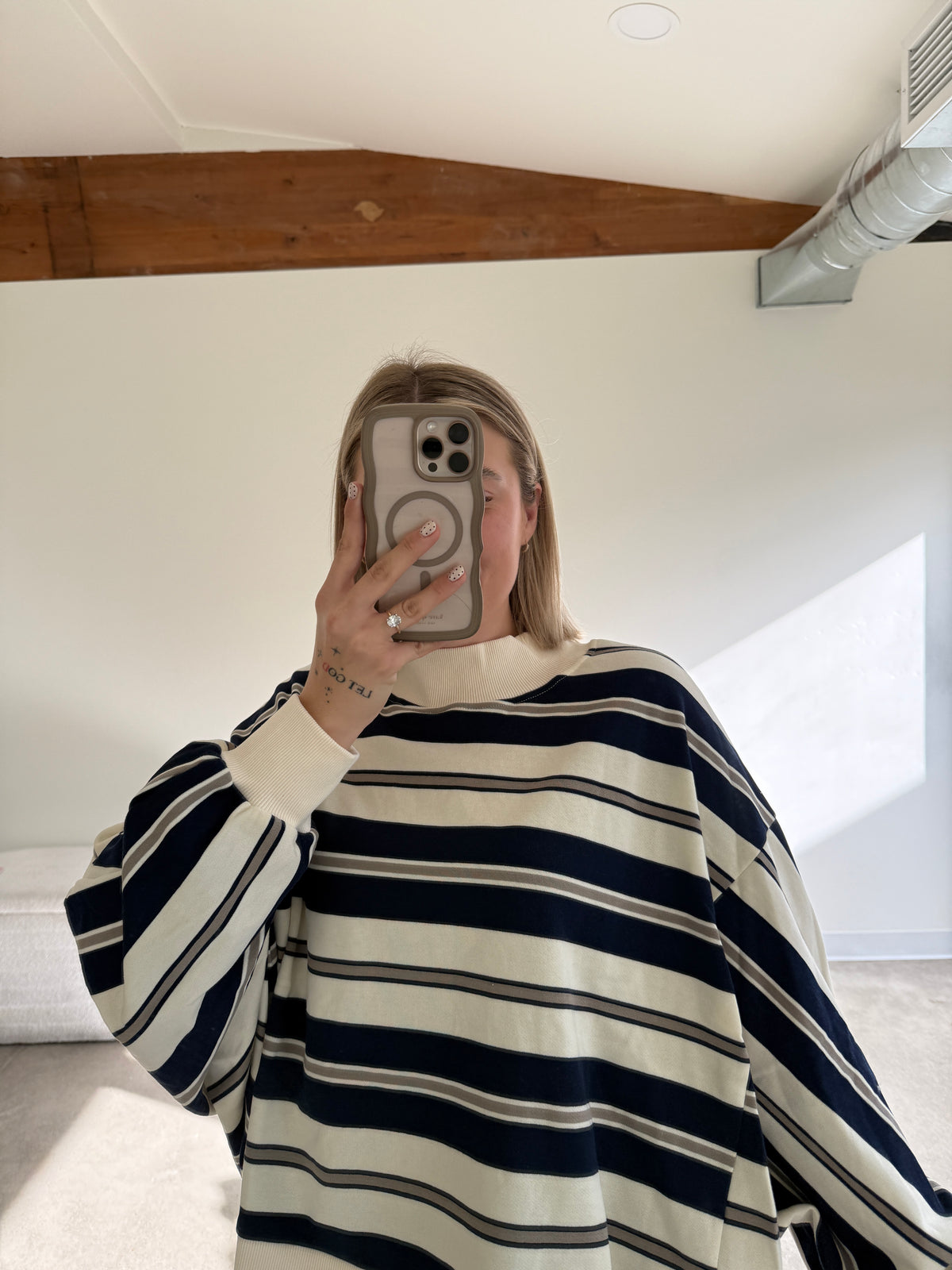 Striped Oversized Mockneck Top