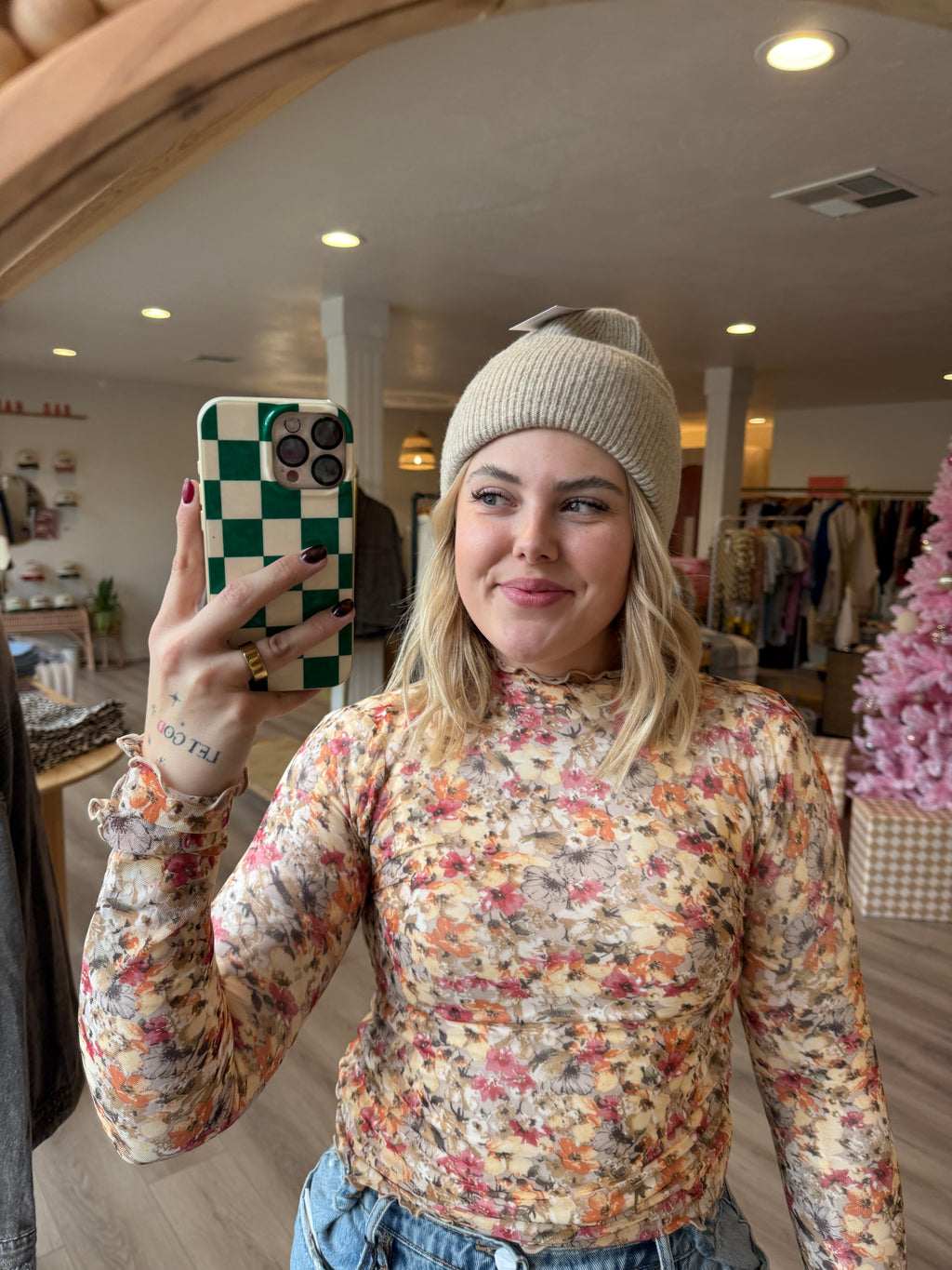 Fall Floral Mesh Long Sleeve