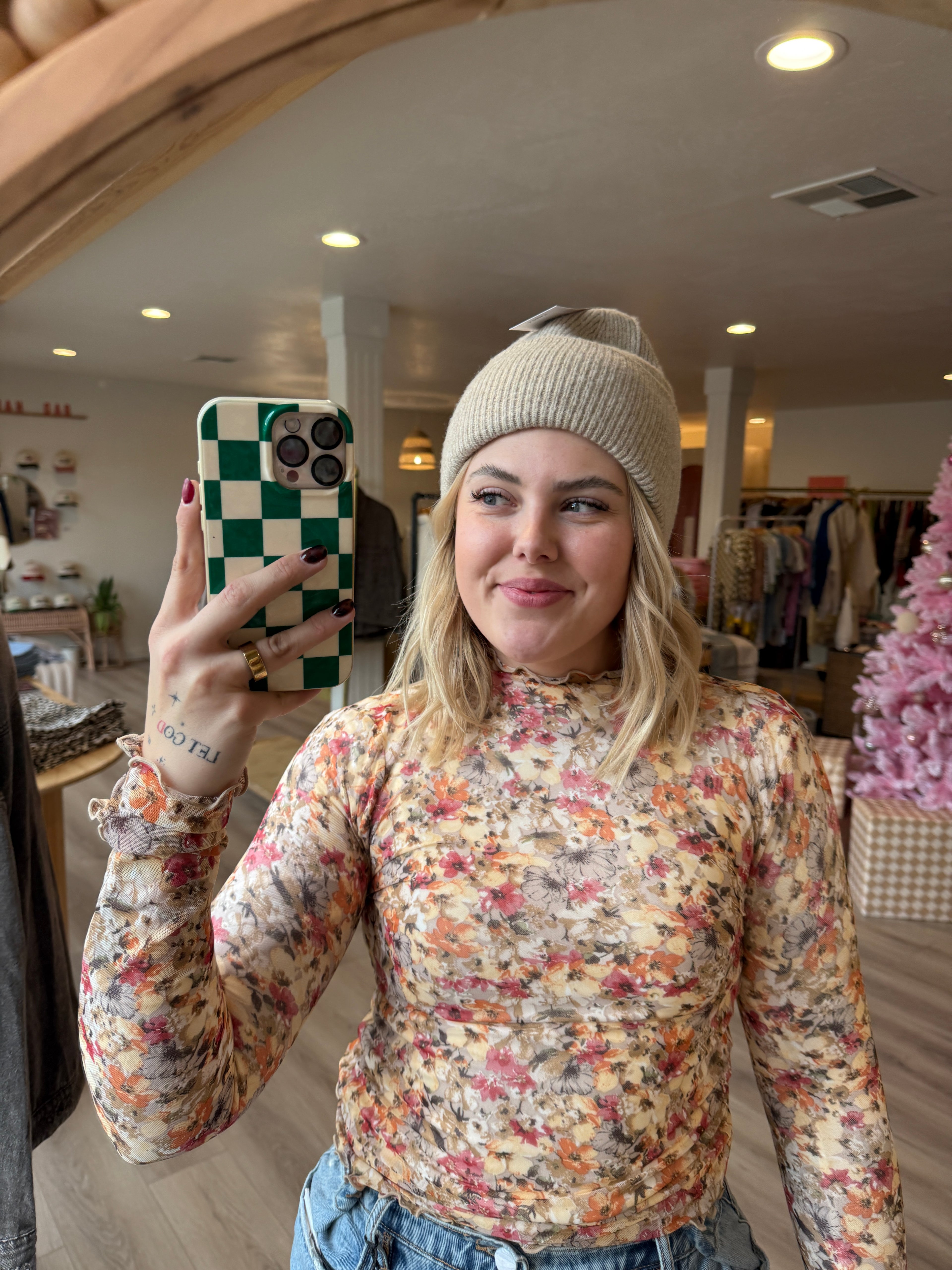 Fall Floral Mesh Long Sleeve